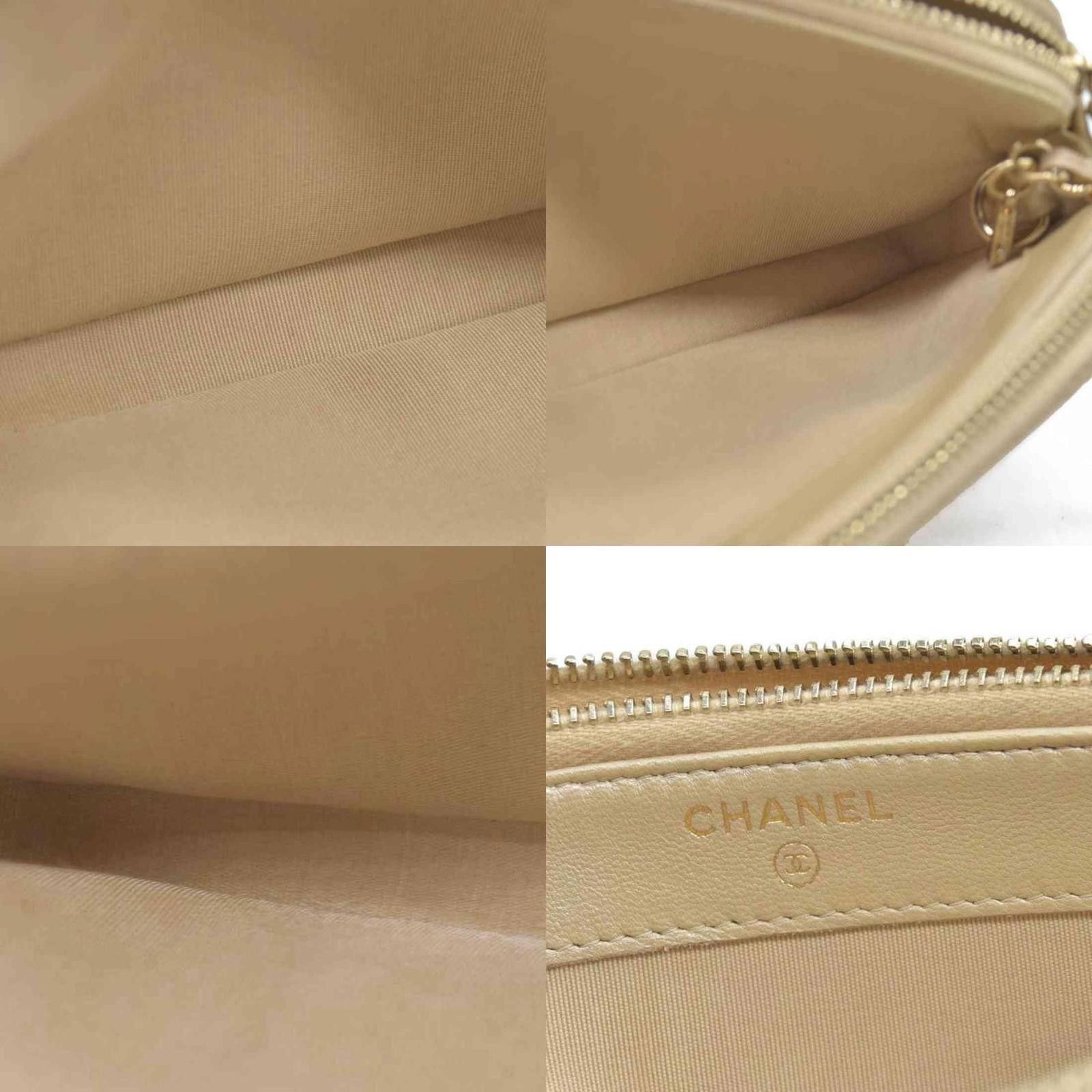 Chanel Chanel Canvas Small Rectangular Leather Chain Clutch Beige Size ONE SIZE - 6 Thumbnail