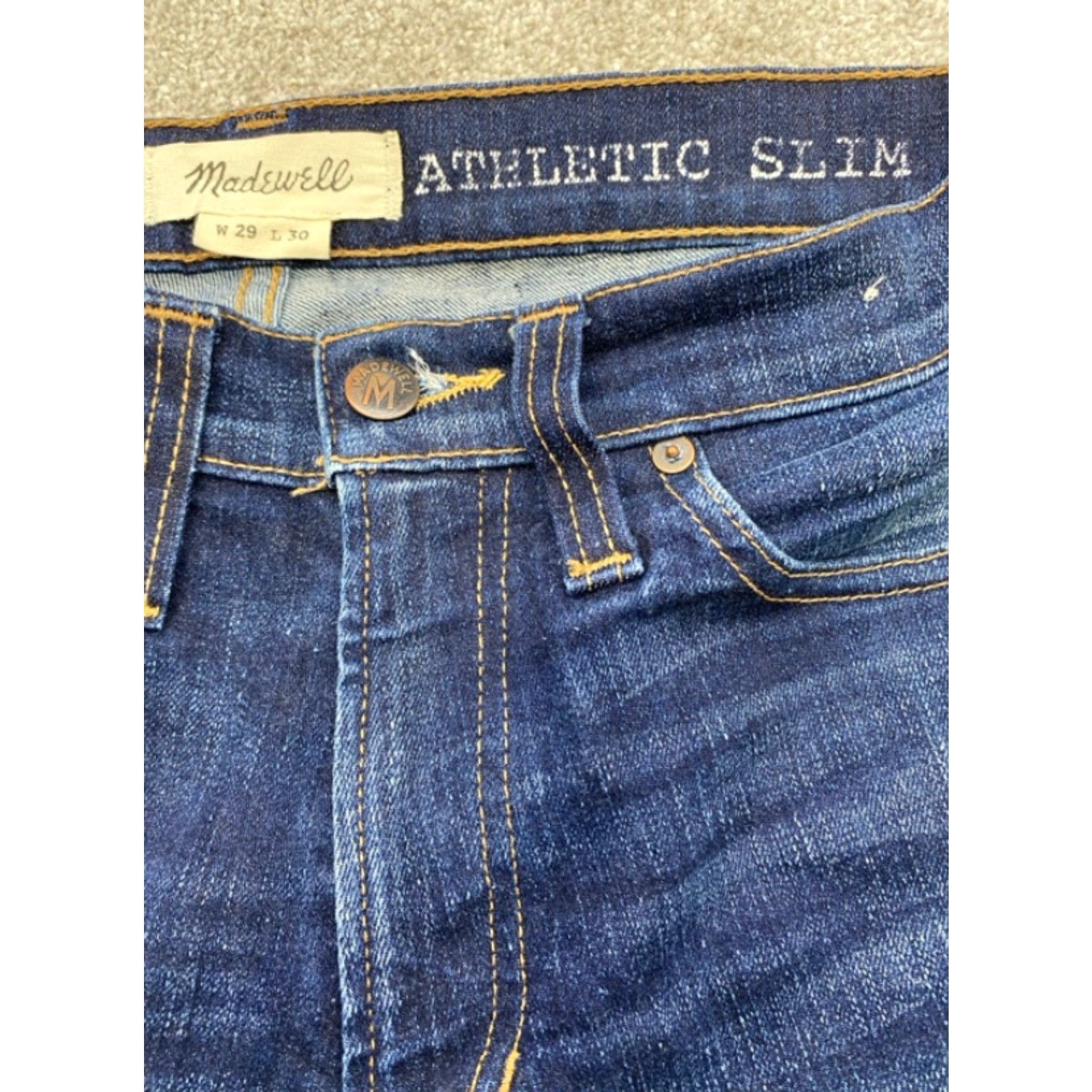 Madewell Madewell Jeans Men’s 29x30 Slim Mid Denim Blue 5-Pocket Straight Dark Wash 4578 Size US 29 - 6 Thumbnail