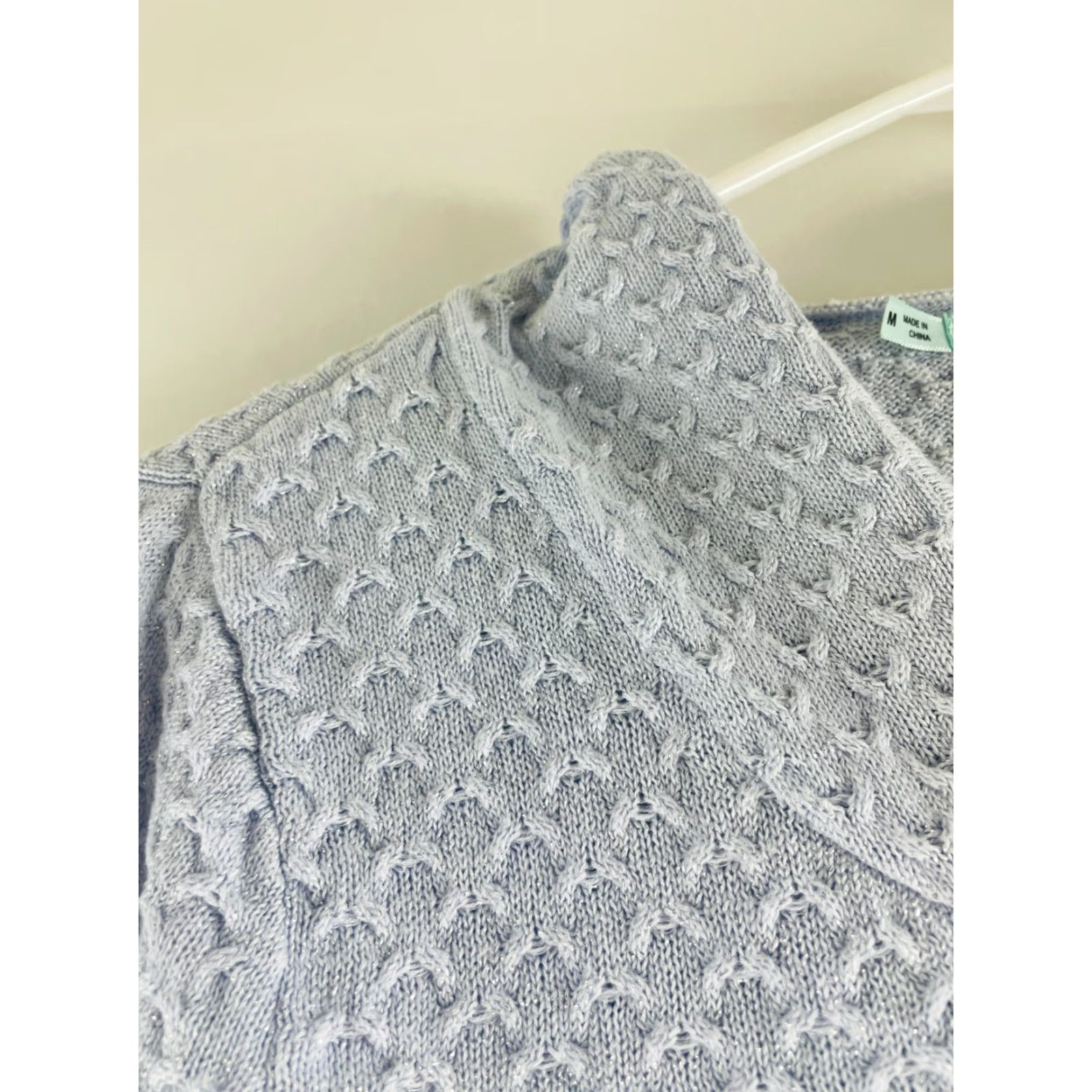 Vintage **Women's Size M Blue Metallic Maurices Hooded Drawstring Sweater** User: Women's Size M Blue Metallic Maurices Hooded Drawstring Sweater Size M / US 6-8 / IT 42-44 - 4 Thumbnail