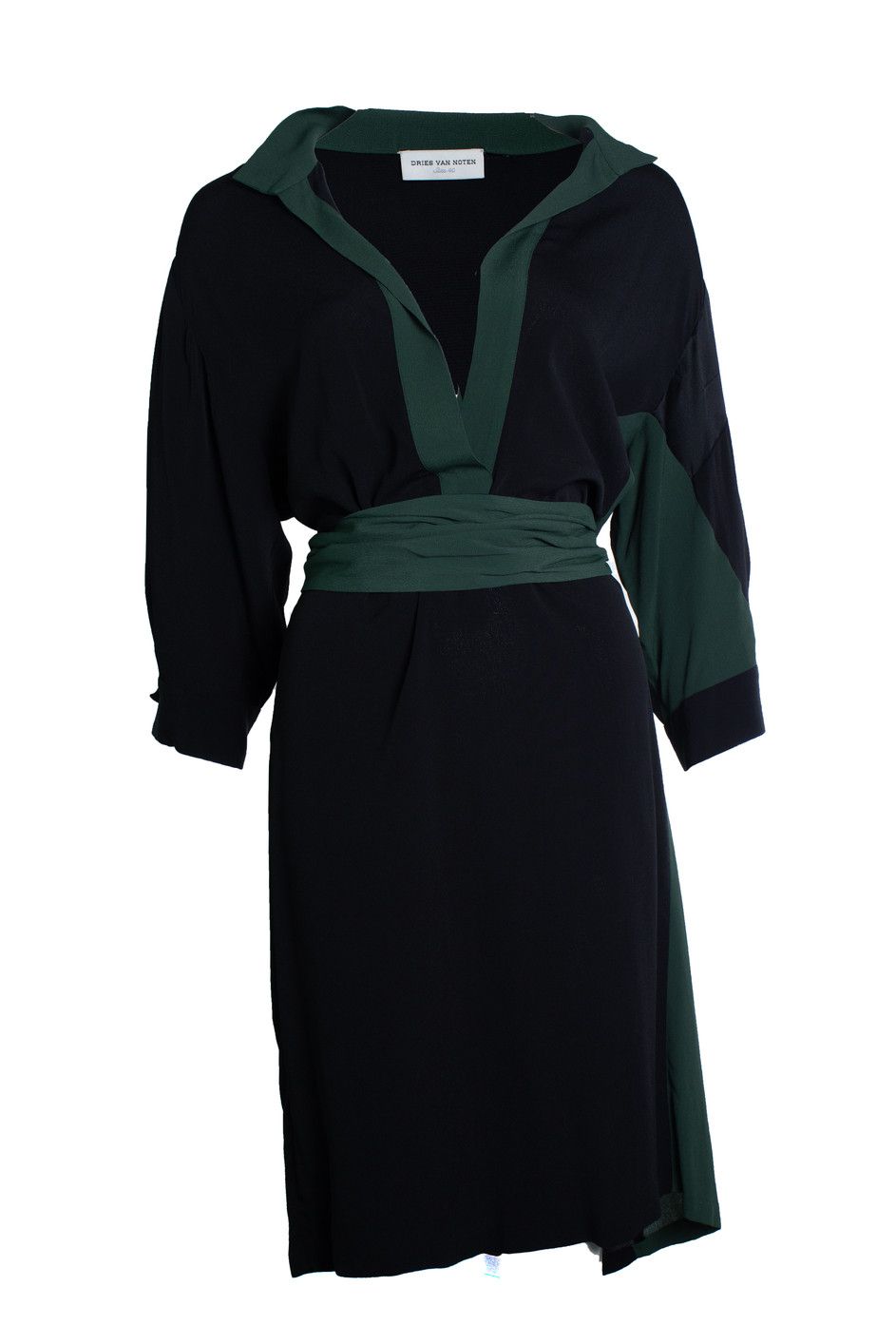 Dries Van Noten Dries van Noten, black and green wrap dress Size M / US 6-8 / IT 42-44 - 1 Thumbnail