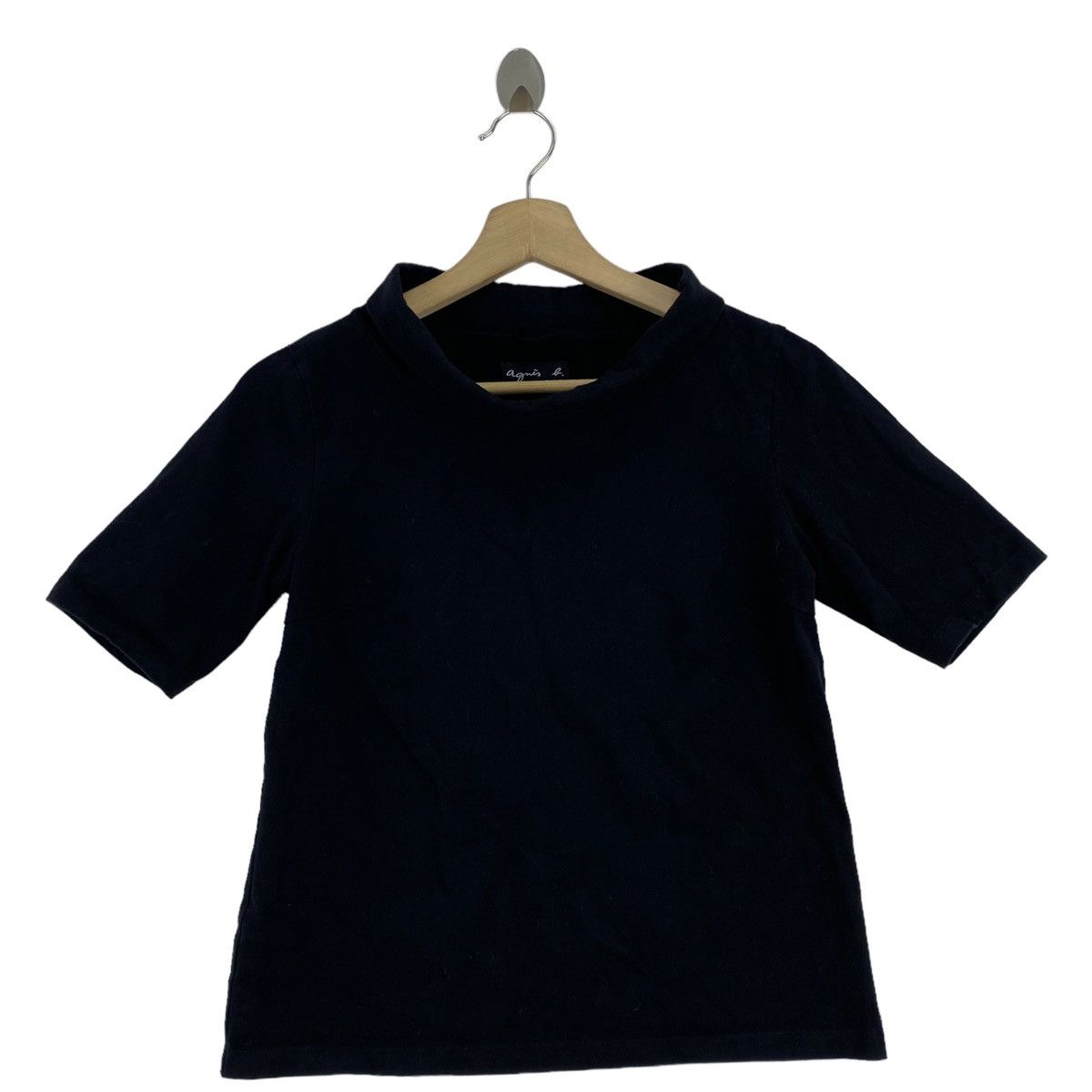agnes b. AGNES B. PARIS France Brand V-neck Style Black Short Sleeve Size XS / US 0-2 / IT 36-38 - 1 Thumbnail