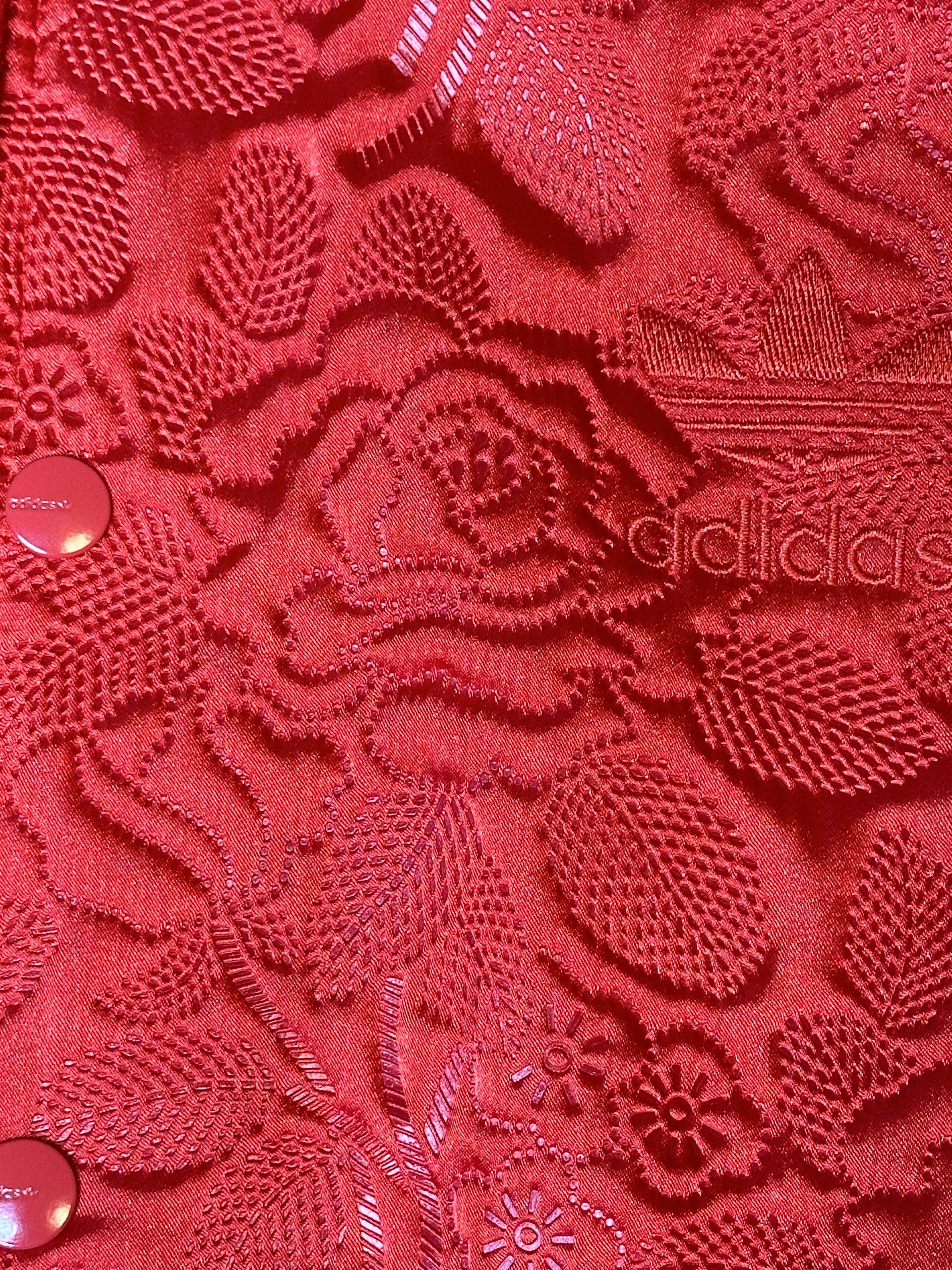 Adidas Adidas Originals Red Floral Embroidered Bomber Jacket Size M / US 6-8 / IT 42-44 - 3 Thumbnail