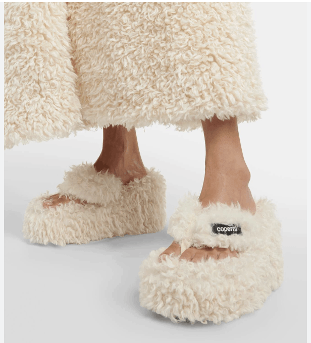 Coperni Coperni Faux shearling platform thong sandals Size US 10 / IT 40 - 1 Thumbnail