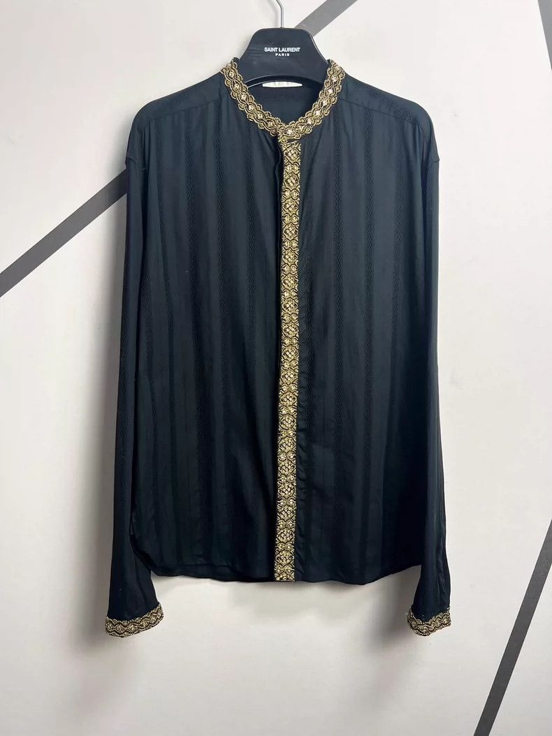 Saint Laurent Paris Saint Laurent Black and Gold Embellished Shirt- DMC Size US L / EU 52-54 / 3 - 1 Thumbnail