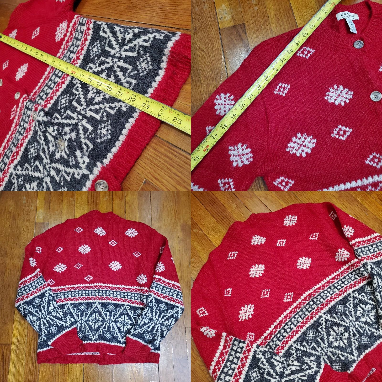 Eddie Bauer VINTAGE Eddie Bauer Cardigan Sweater Womens M Red Fair Isle Wool Alpaca Christmas Ski 90s Womens Size M / US 6-8 / IT 42-44 - 8 Thumbnail
