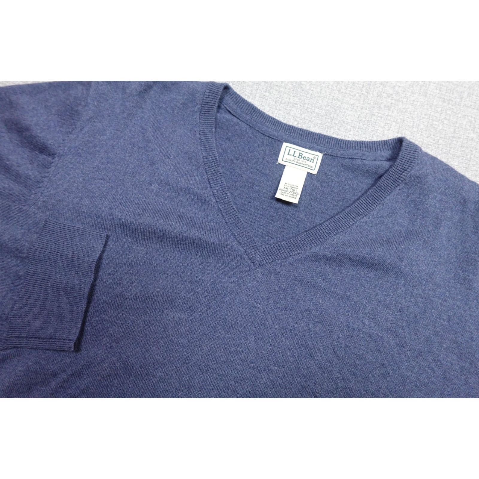 Vintage VINTAGE? no. LL Bean Sweater Mens 2XLT Blue V Neck Cotton Cashmere Pullover Lightweight Soft Size US XXL / EU 58 / 5 - 2 Thumbnail