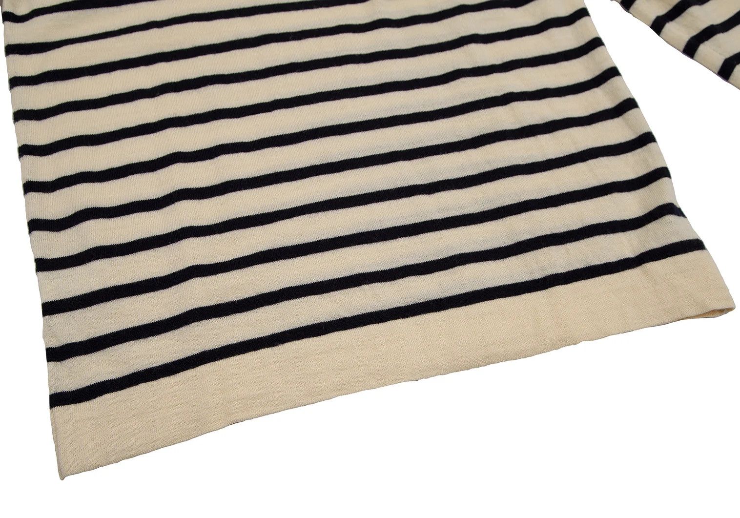 Jean Paul Gaultier Half-Zip Knit with Marine Stripe in Beige and Navy, Size 48 Size US M / EU 48-50 / 2 - 8 Thumbnail