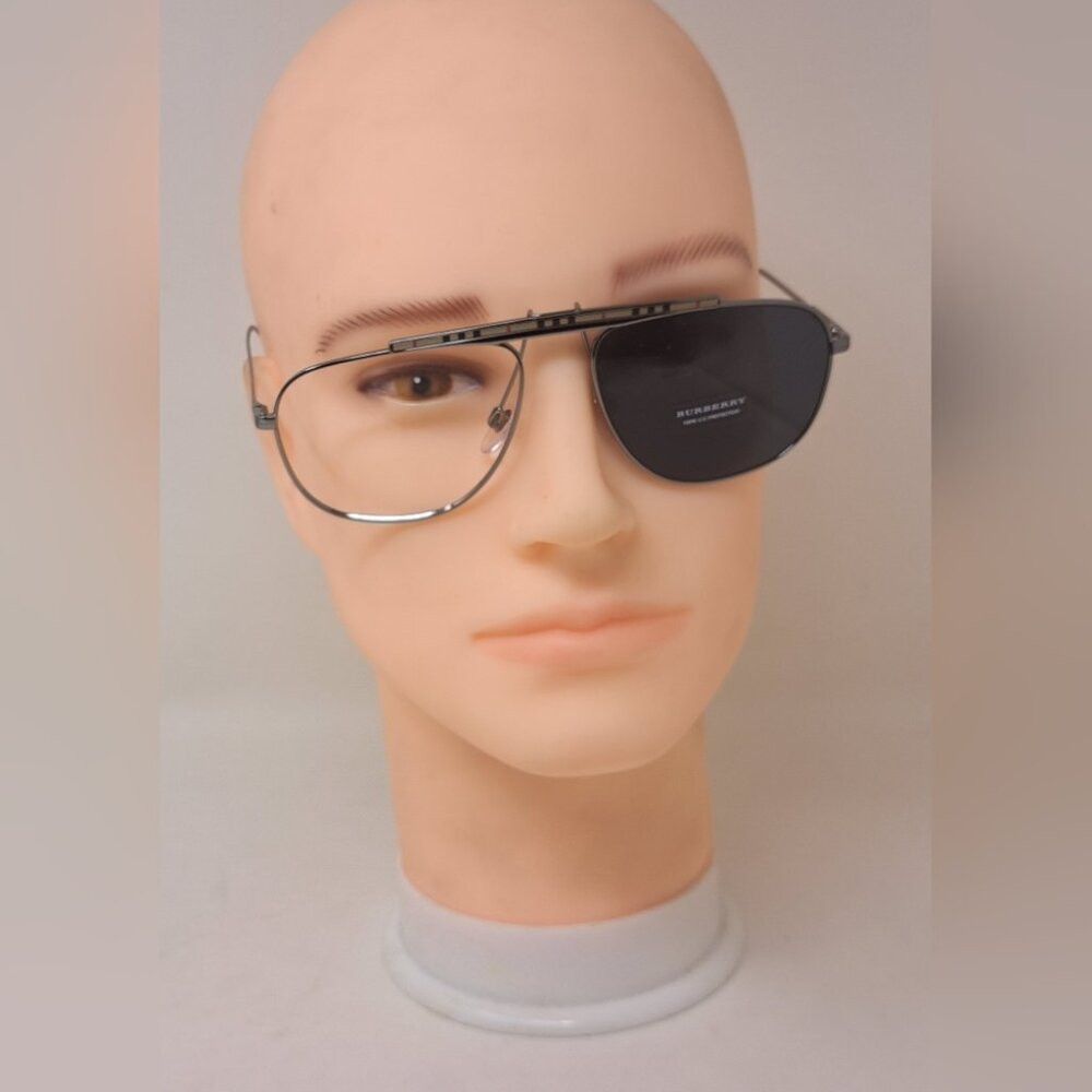 Burberry Burberry Men's Aviator Sunglasses Frames Only Pilot Check M Size ONE SIZE - 8 Thumbnail