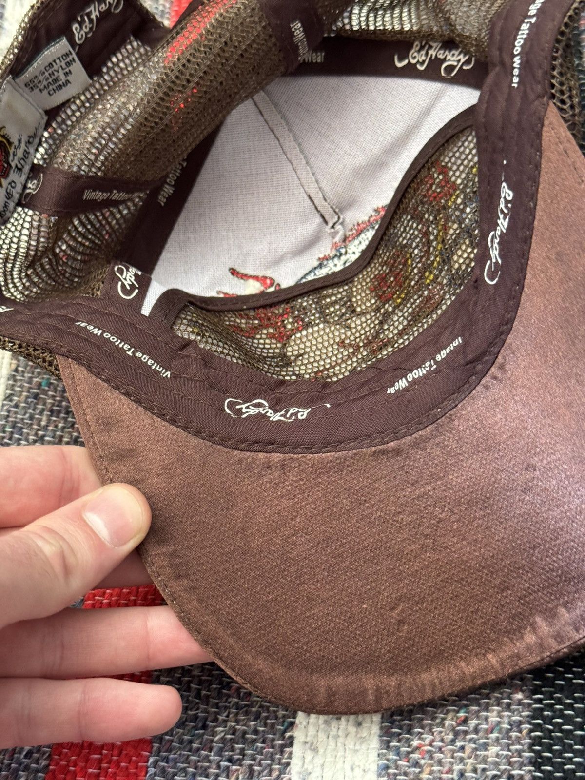 Ed Hardy Vintage Ed Hardy y2k Brown Nylon Japanese Trucker Hat Size ONE SIZE - 7 Thumbnail