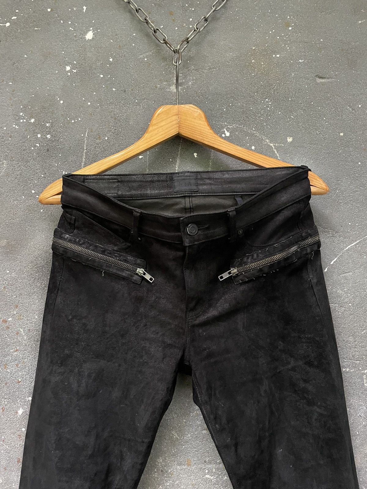 Rta Road To Awe R+ A Leather Pants Zipper Avant Garde Black RARE Size 28" / US 6 / IT 42 - 6 Thumbnail