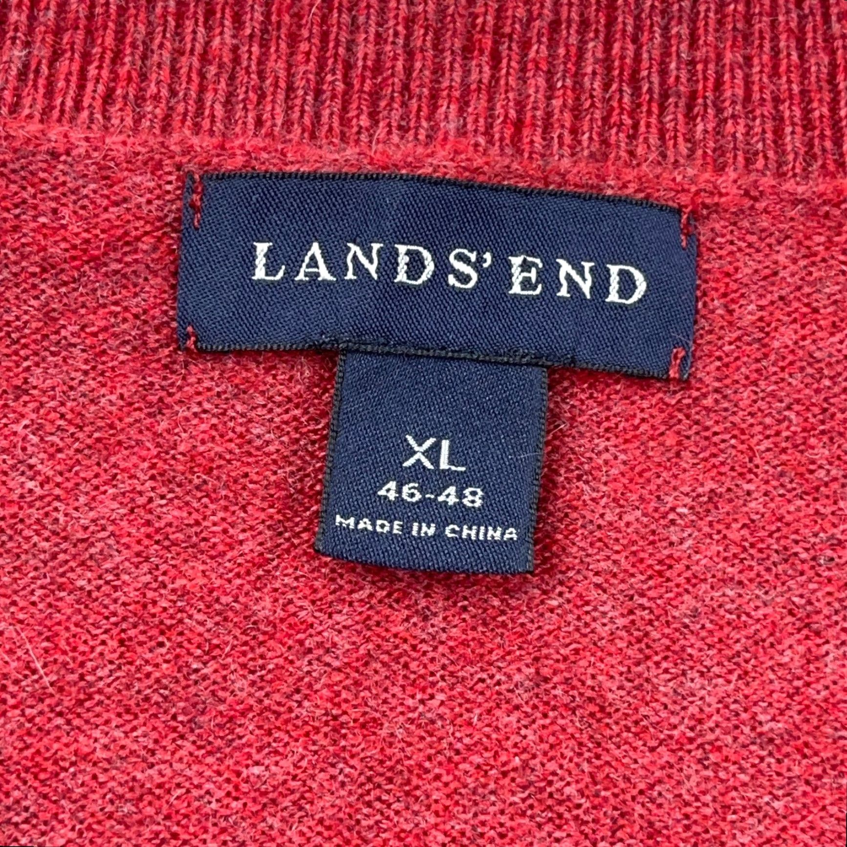 Lands' End Lands' End Men XL Red Cashmere V-Neck Vest Knit Sweater Size US XL / EU 56 / 4 - 5 Thumbnail