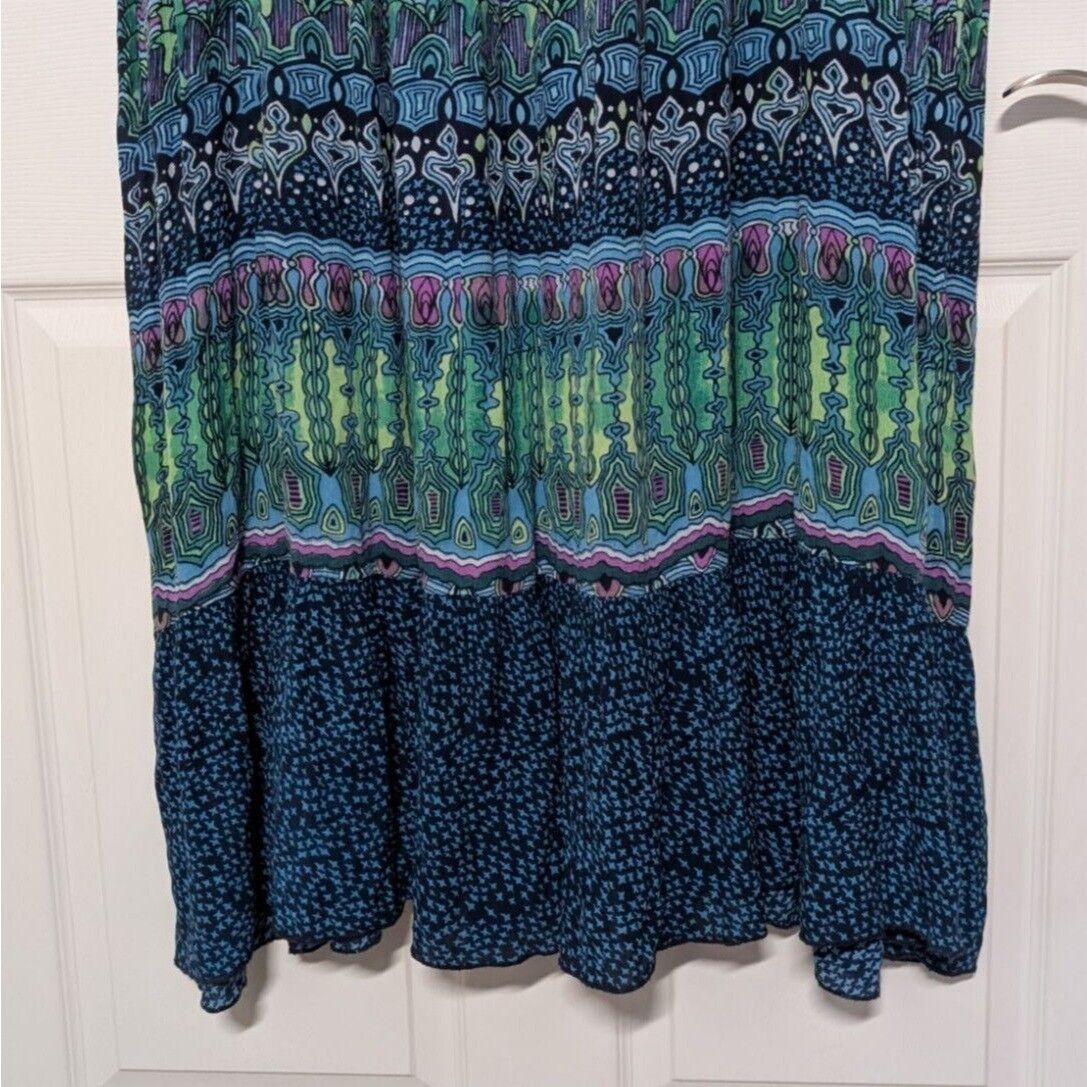 Designer Bila Boho Maxi Dress Womens Size XXL Blue Geometric Crochet Size XXL / US 16-18 / IT 52-54 - 5 Thumbnail