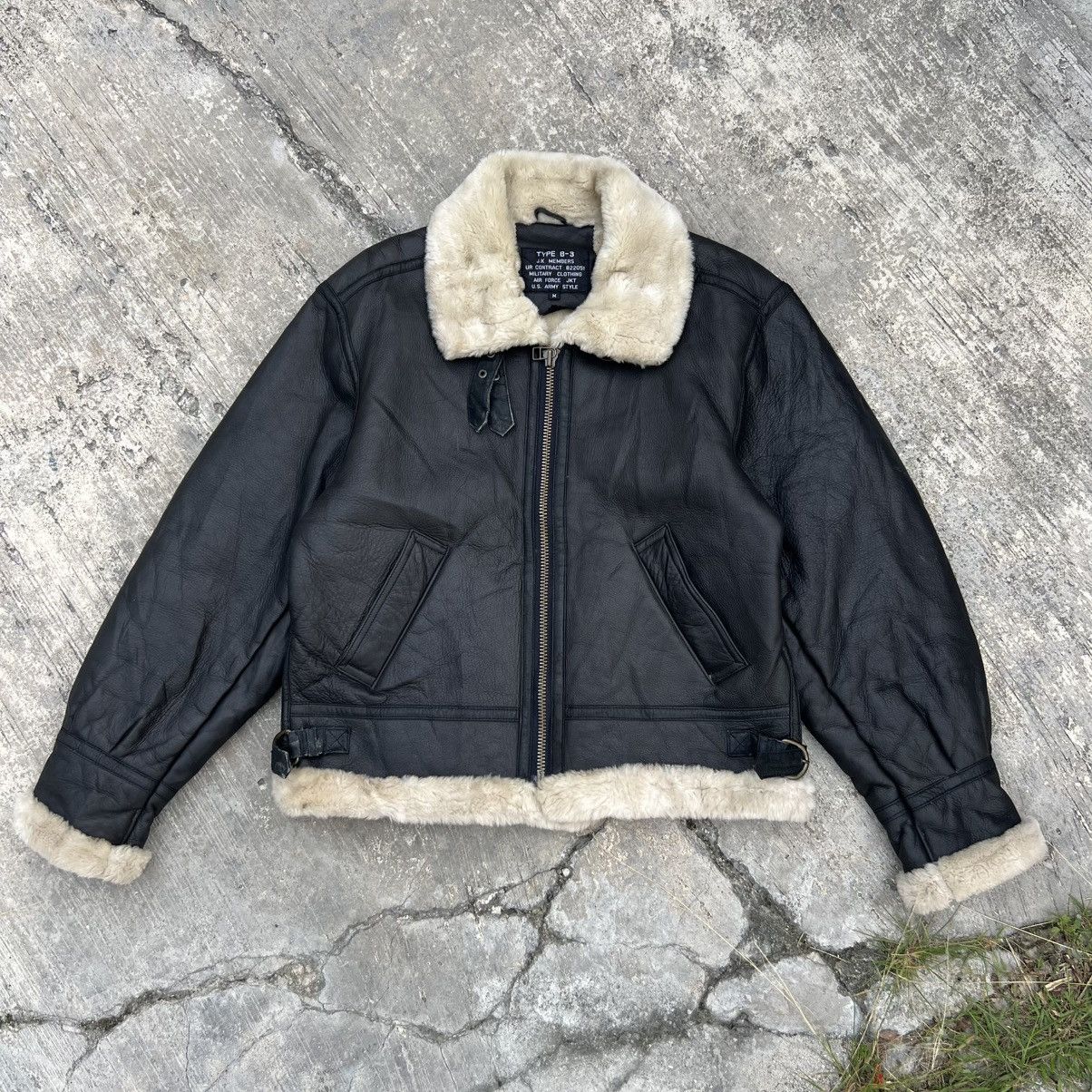“VINTAGE B-3” LEATHER FLIGHT JACKET BLACK CREAM LINED