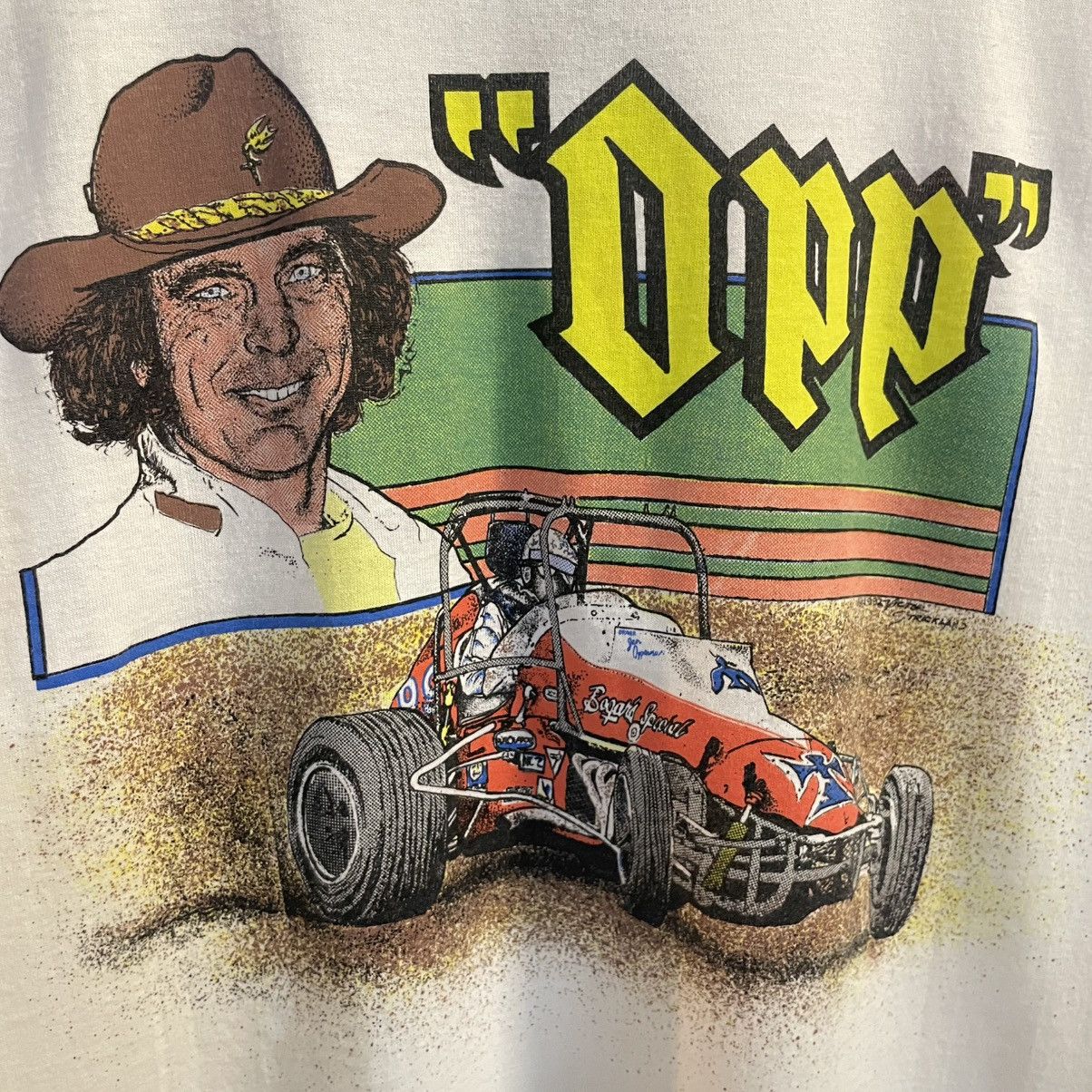 NASCAR Vintage Jan Opperman World Of Outlaws T-Shirt - Medium - USA Size US M / EU 48-50 / 2 - 3 Thumbnail