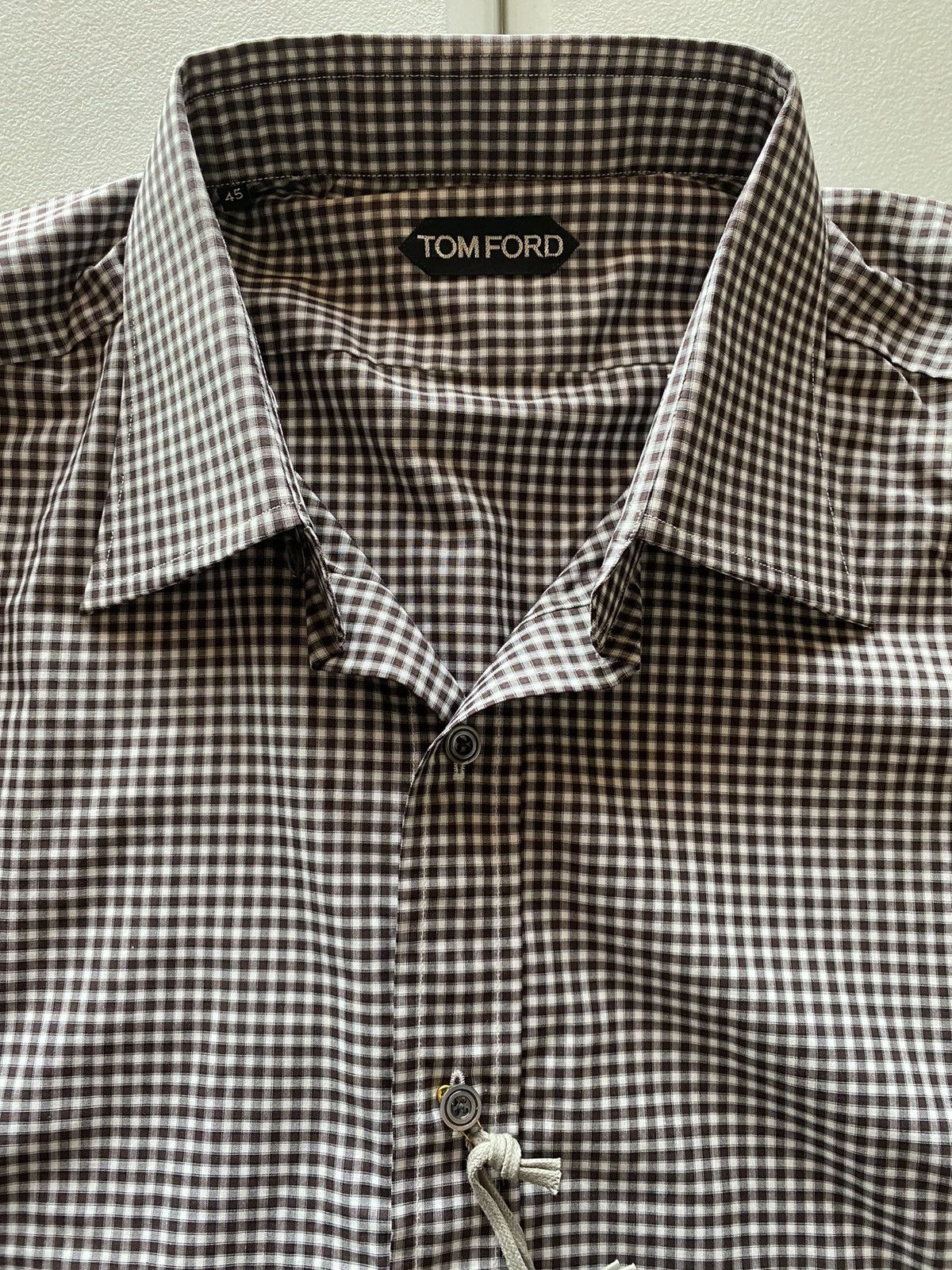 Tom Ford Tom Ford mocha/grey gingham check shirt 45e NWT Size US XXL / EU 58 / 5 - 8 Thumbnail