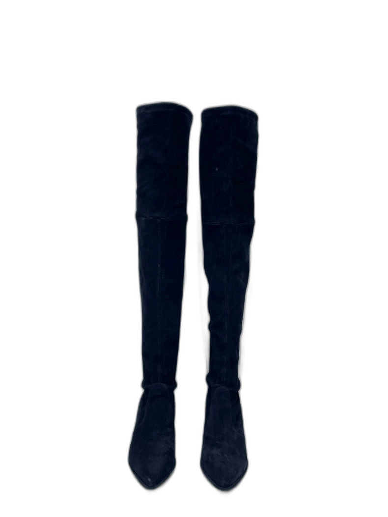 Jimmy Choo Stuart Weitzman Black Over-the-Knee Boots Size US 7 / IT 37 - 1 Thumbnail
