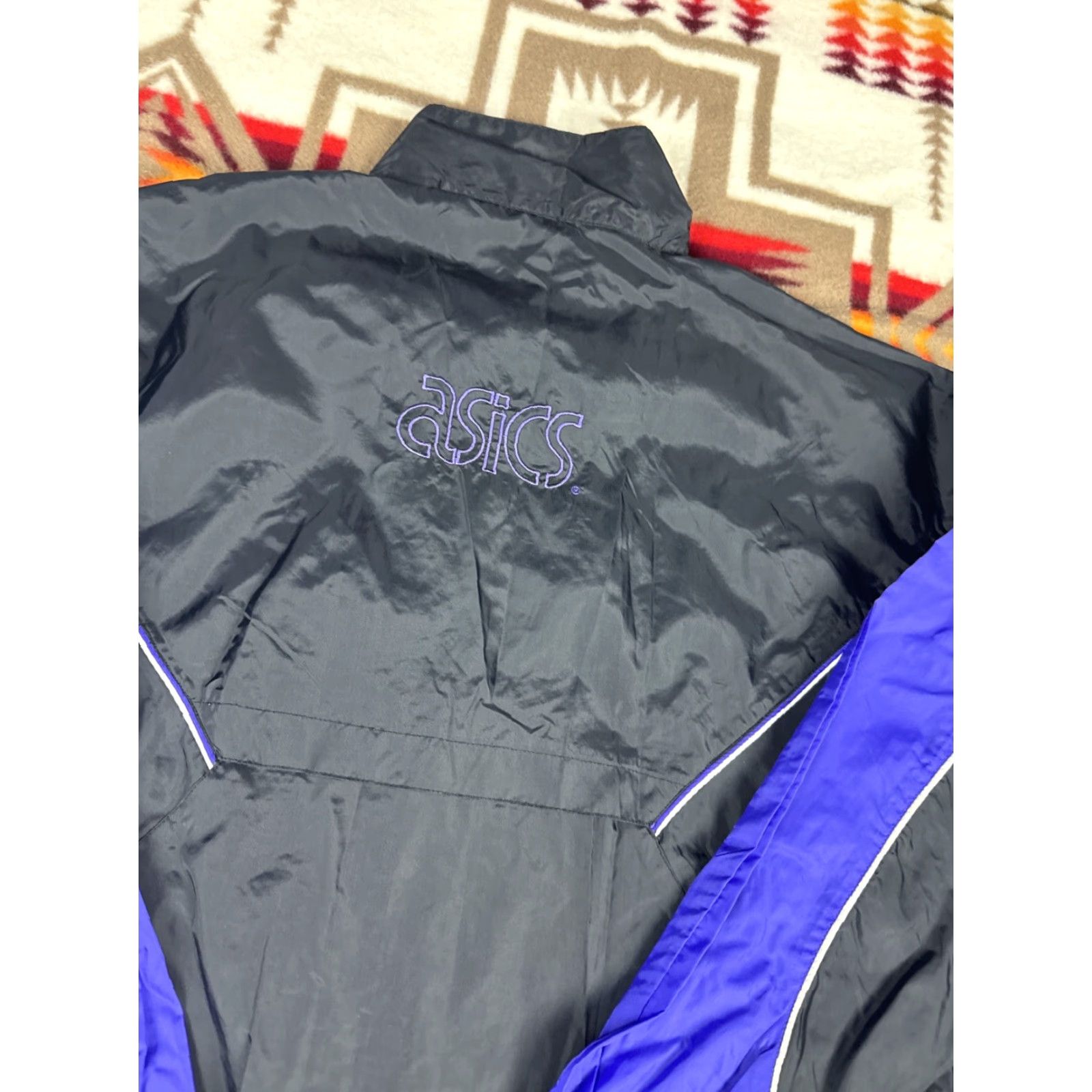 Asics ASICS Vintage Running Windbreaker Jacket Black Purple Sz M 90s Mens Size US M / EU 48-50 / 2 - 8 Thumbnail