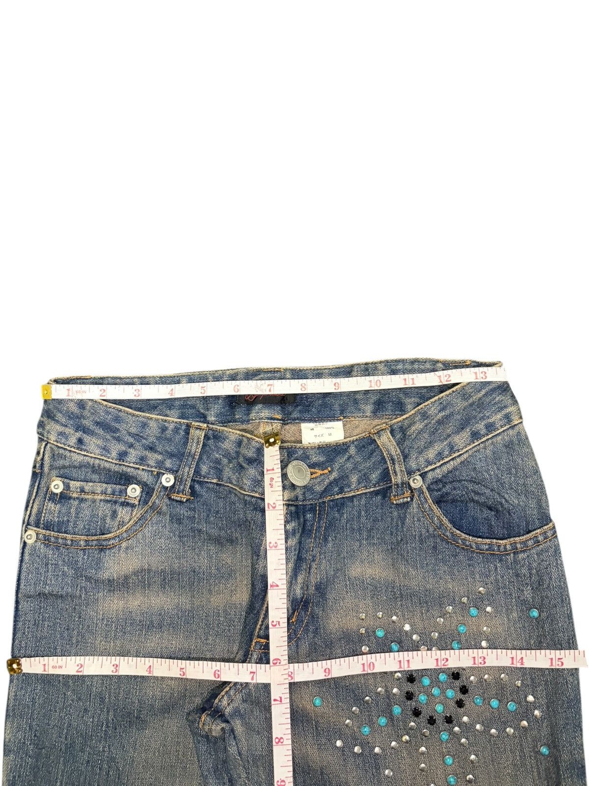 Hysteric Glamour Vintage Japanese Brand Beaded Low Rise Flare Jeans Size 27" / US 4 / IT 40 - 6 Thumbnail