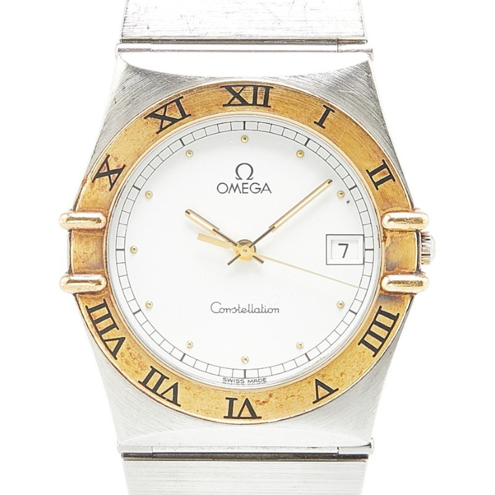 Omega Constellation Watch Quartz White Dial Stainless Steel Plated Men's