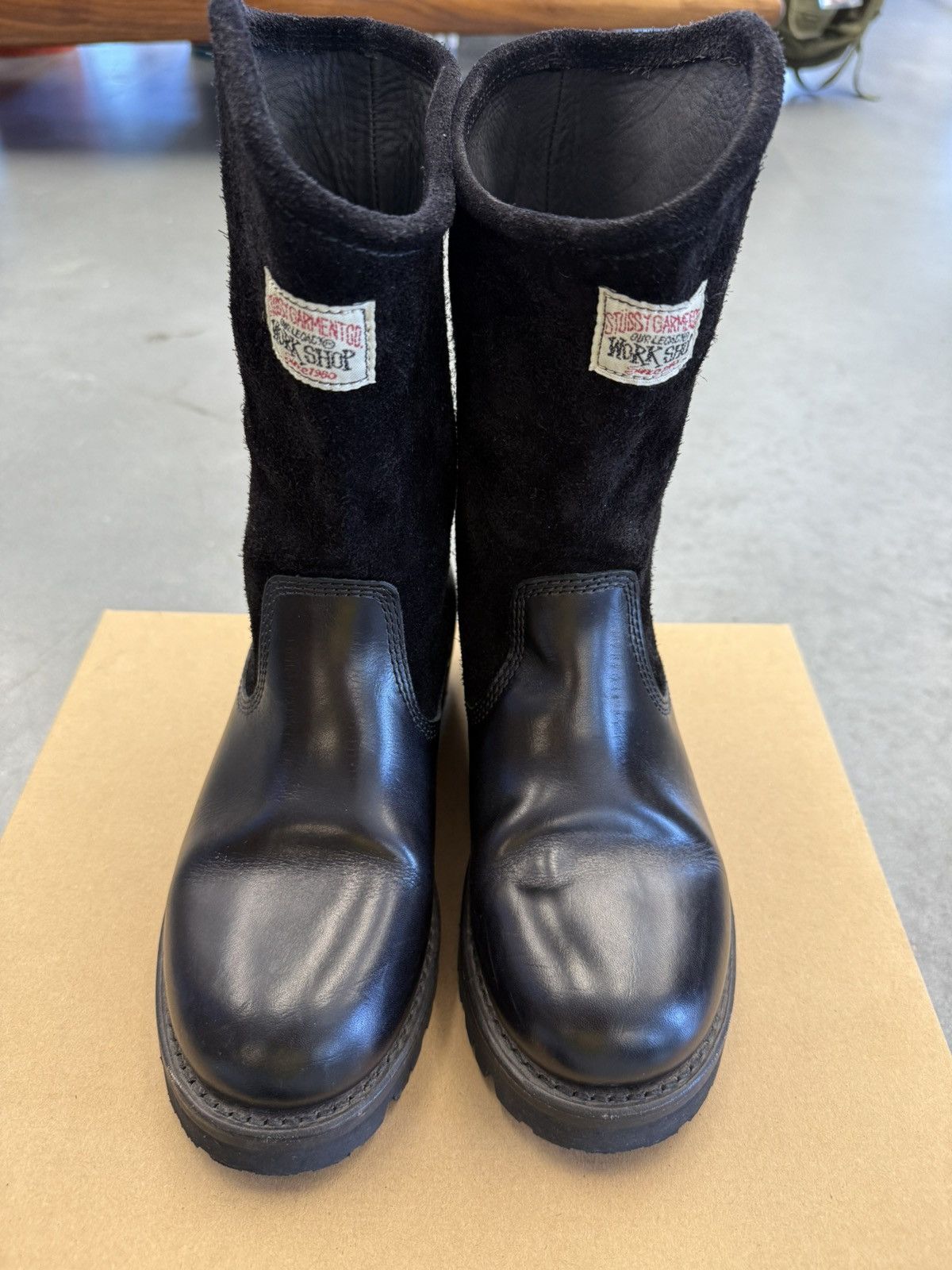 Our Legacy × Stussy Stussy x Our Legacy Black Leather Work Boots Size US 7.5 / EU 40-41 - 4 Thumbnail