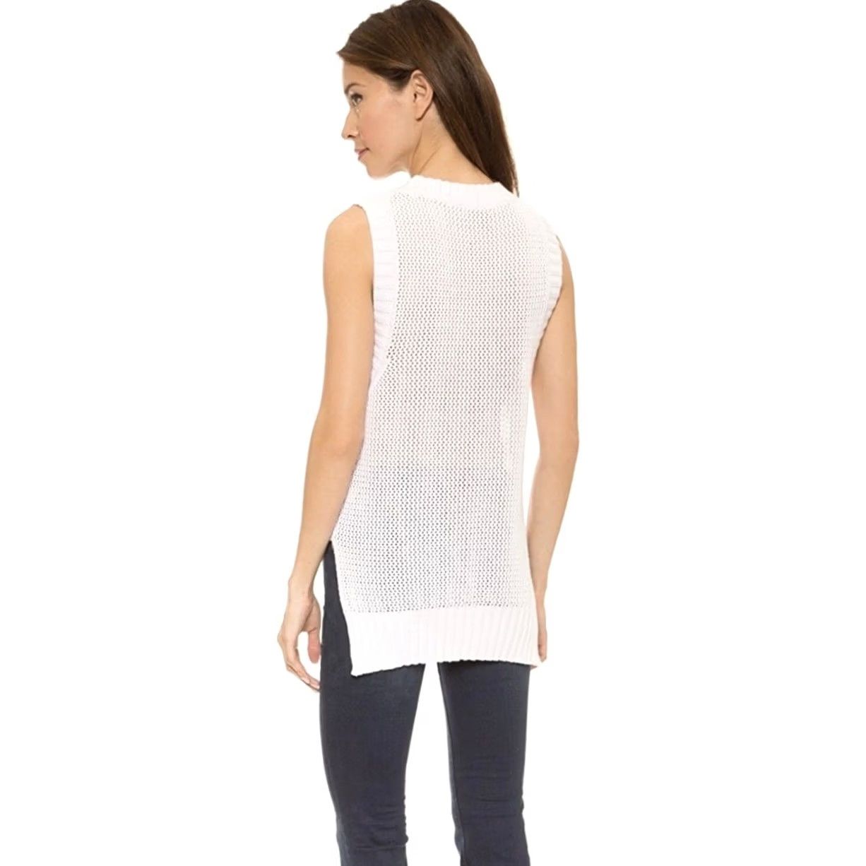 Frame VINTAGE Frame Sleeveless Sweater White Open Knit Top Cotton Sheer XS Womens frame Le Muscle Shirt Size XS / US 0-2 / IT 36-38 - 6 Thumbnail