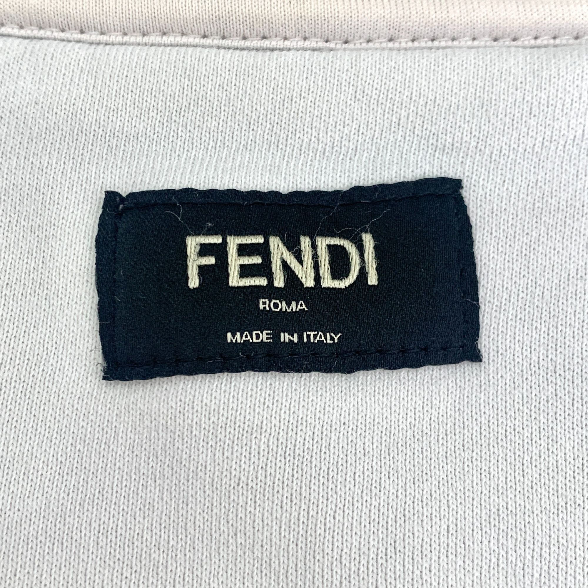 Fendi Fendi Mens White Sweatshirt With Iconic Bag Bug Eyes Size US L / EU 52-54 / 3 - 6 Thumbnail