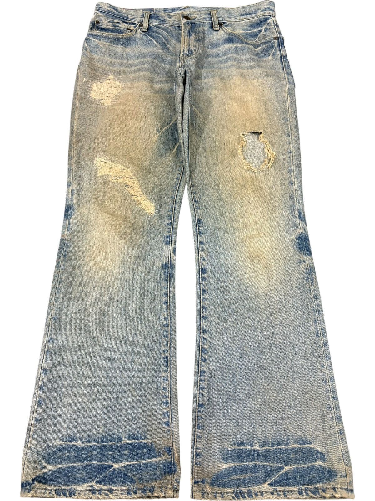 Tornado Mart Vintage Japanese Brand Rusty Wash Distress Flare Jeans Size US 34 / EU 50 - 1 Thumbnail