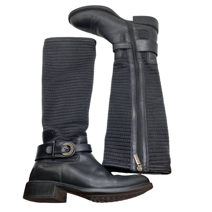 Aquatalia Aquatalia Ully Smocked Leather Riding Boots Weatherproof