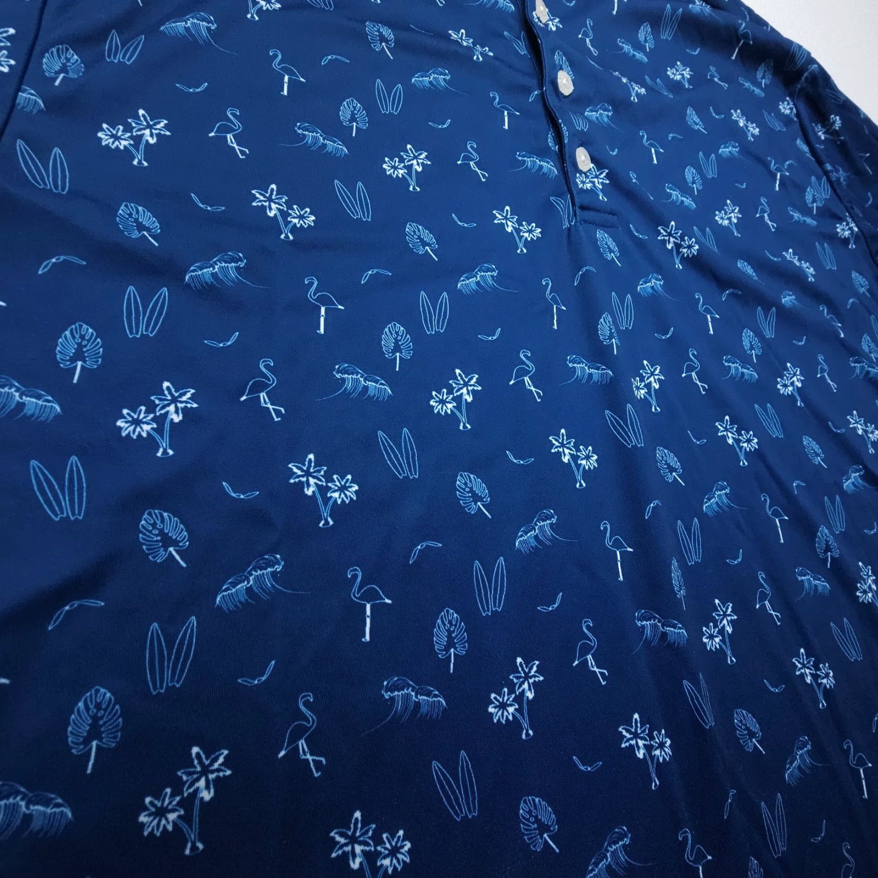 Vintage Zyia Active Golf Polo Mens XL Blue Tropical Print Performance Stretch Travel Shirt Size US XL / EU 56 / 4 - 4 Thumbnail