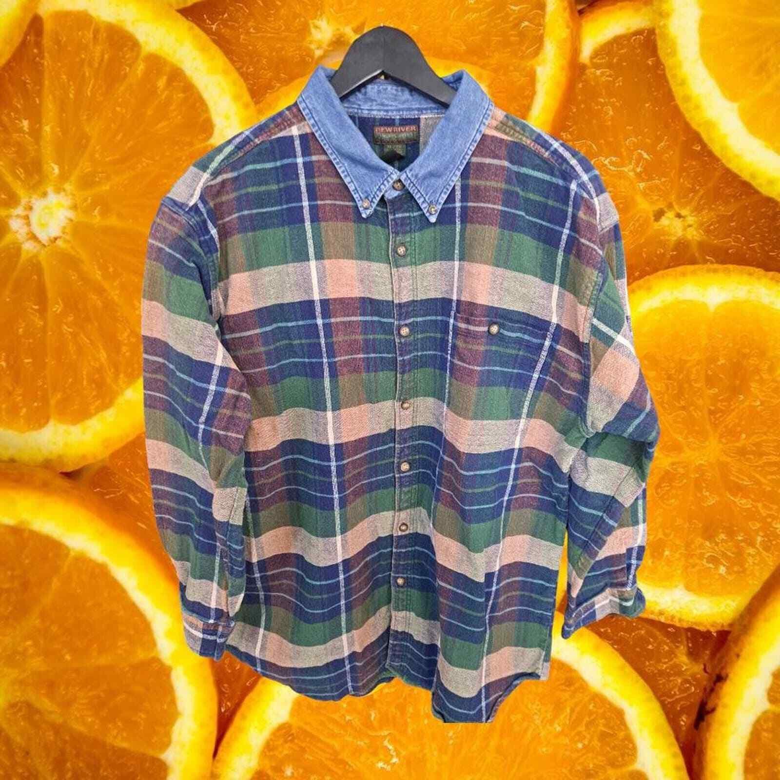 Other New River Plaid Flannel with Denim Collar Button Up Shirt Si Size US XL / EU 56 / 4 - 1 Thumbnail
