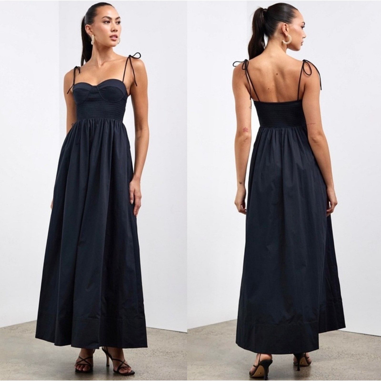 Staud STAUD Womens Landry Tie Shoulder Maxi Dress Size M / US 6-8 / IT 42-44 - 3 Thumbnail