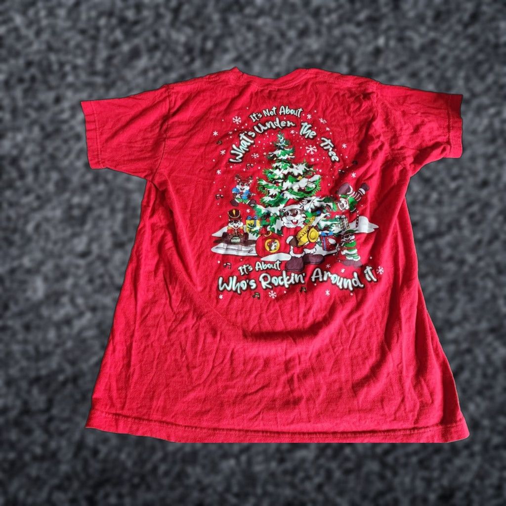 Vintage Bucees Christmas Tree Rocking Around Short Sleeve T Shirt Red Adult Large Size US L / EU 52-54 / 3 - 1 Thumbnail