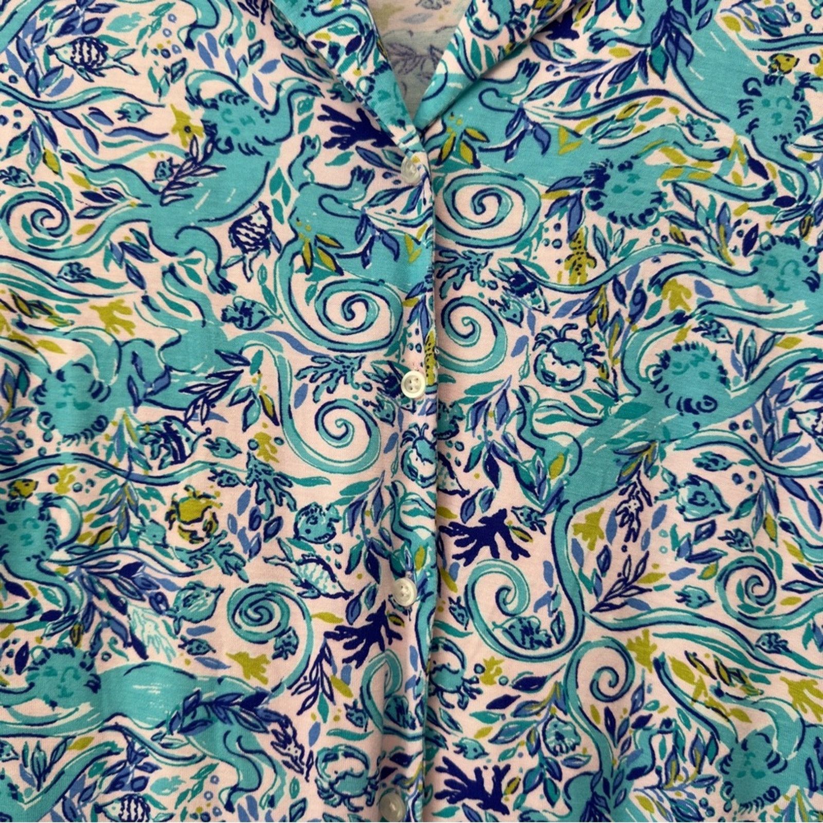 Lilly Pulitzer Lilly Pulitzer Button Down Pajama Top Collared Monkey Preppy Size XS / US 0-2 / IT 36-38 - 3 Thumbnail