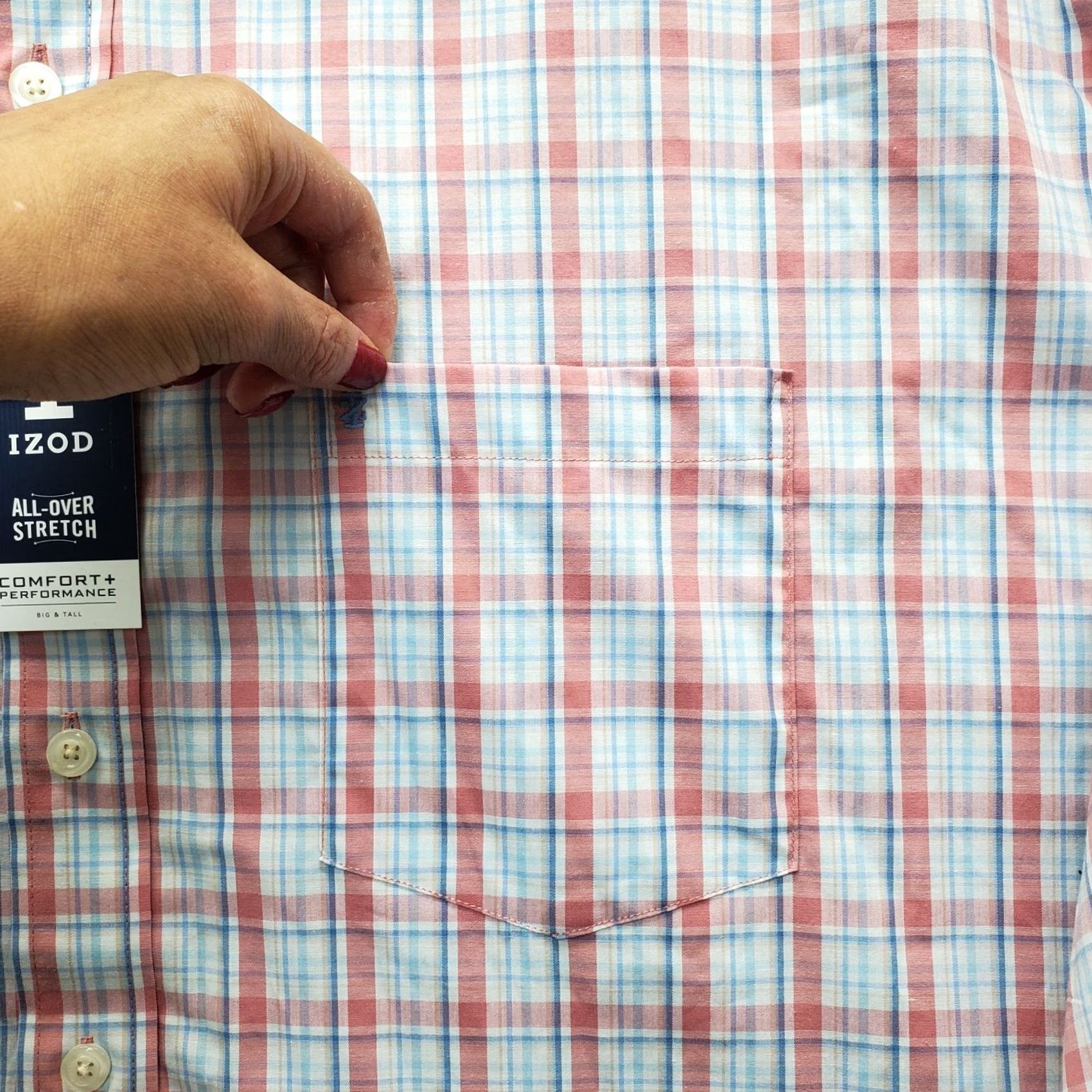 Izod IZOD Button-Down Shirt Mens 4XB Multi Plaid Woven Stretch Comfort Long Sleeve Mens Size: 4XB: Mens Size 4XB: Multicolor Plaid Shirt Size US XXL / EU 58 / 5 - 7 Thumbnail