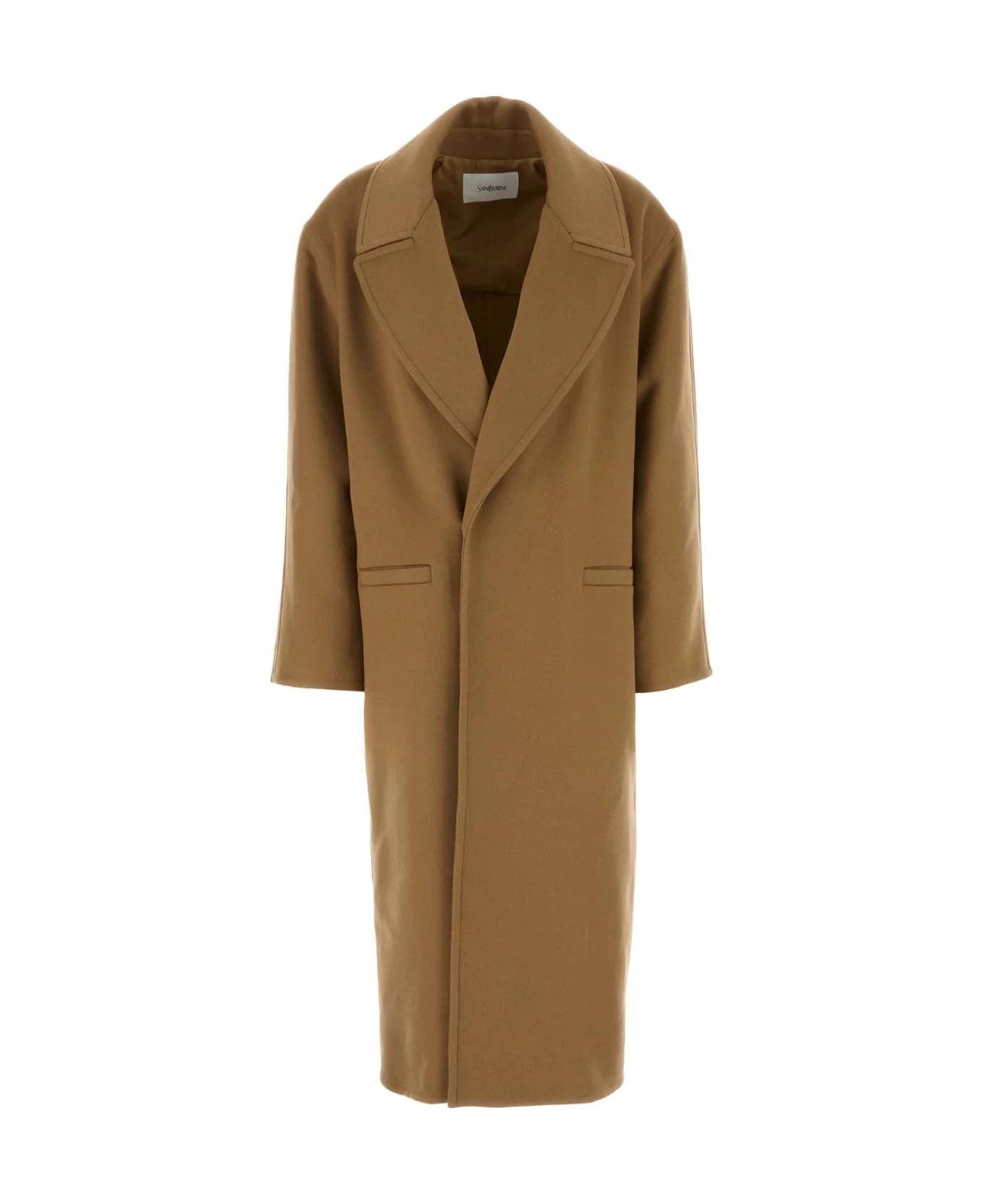 Saint Laurent Paris o1bcso1str1225 Oversized Coat In Cashmere Felt in Beige Size XS / US 0-2 / IT 36-38 - 1 Thumbnail