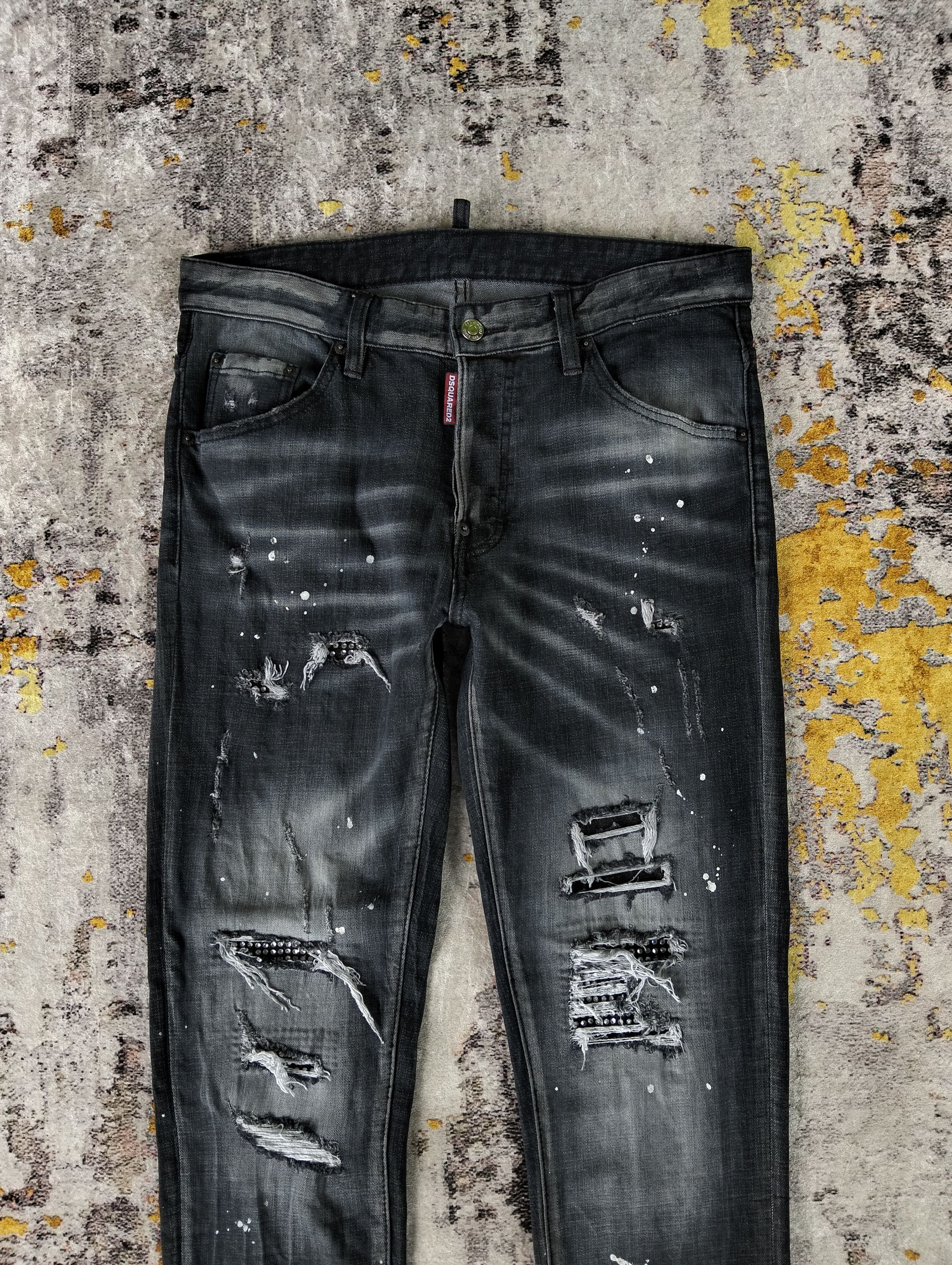 Dsquared2 Distressed Dsquared2 Paint Splatter Rhinestone Skinny Jeans Size US 32 / EU 48 - 7 Thumbnail