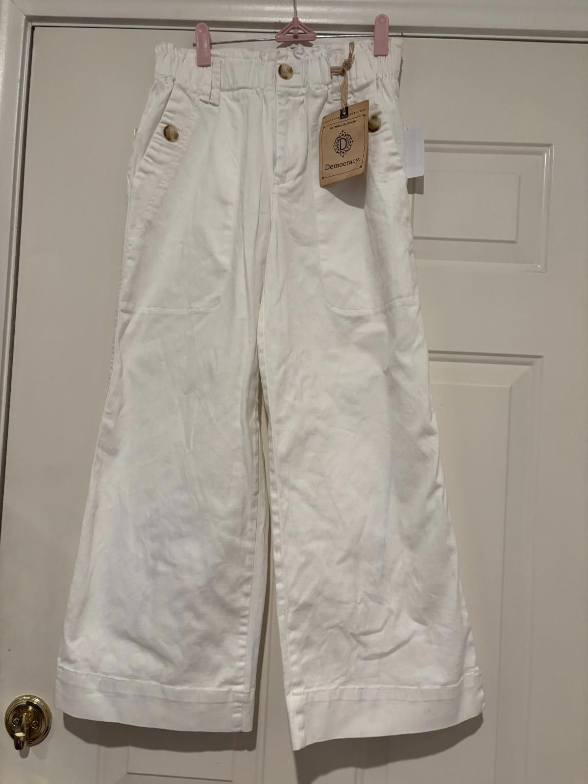 Designer Womens size 4 Democracy white cotton beachy pants #364 Size 27" / US 4 / IT 40 - 1 Thumbnail