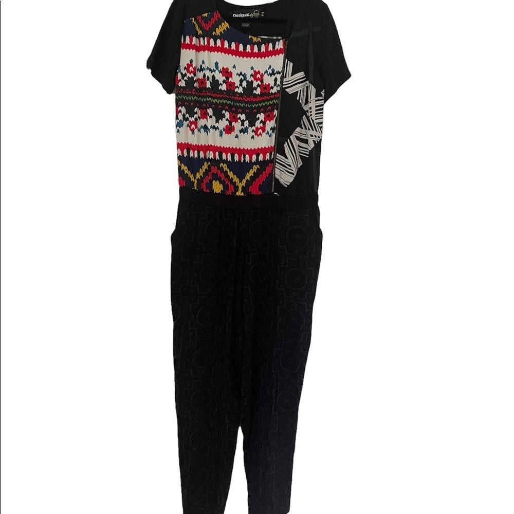 Desigual Desigual Marie Short Sleeve Jumpsuit Black Combo Size 32 Size 26" / US 2 / IT 38 - 4 Thumbnail