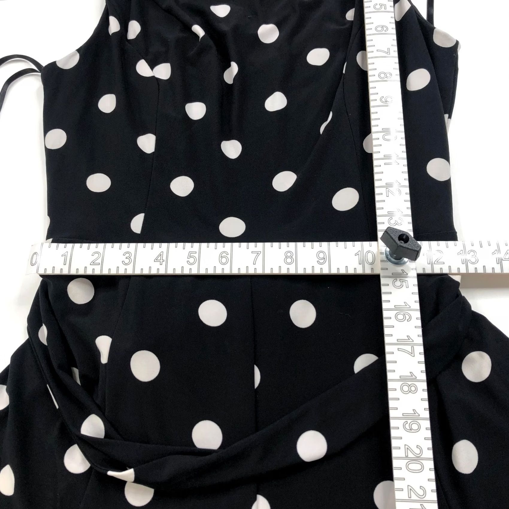 Ralph Lauren Lauren Ralph Lauren A-Line Dress Women 8 Black Polka Dot Sleeveless Knee Length Casual Pullover Knit Polyester Spandex Size M / US 6-8 / IT 42-44 - 7 Thumbnail