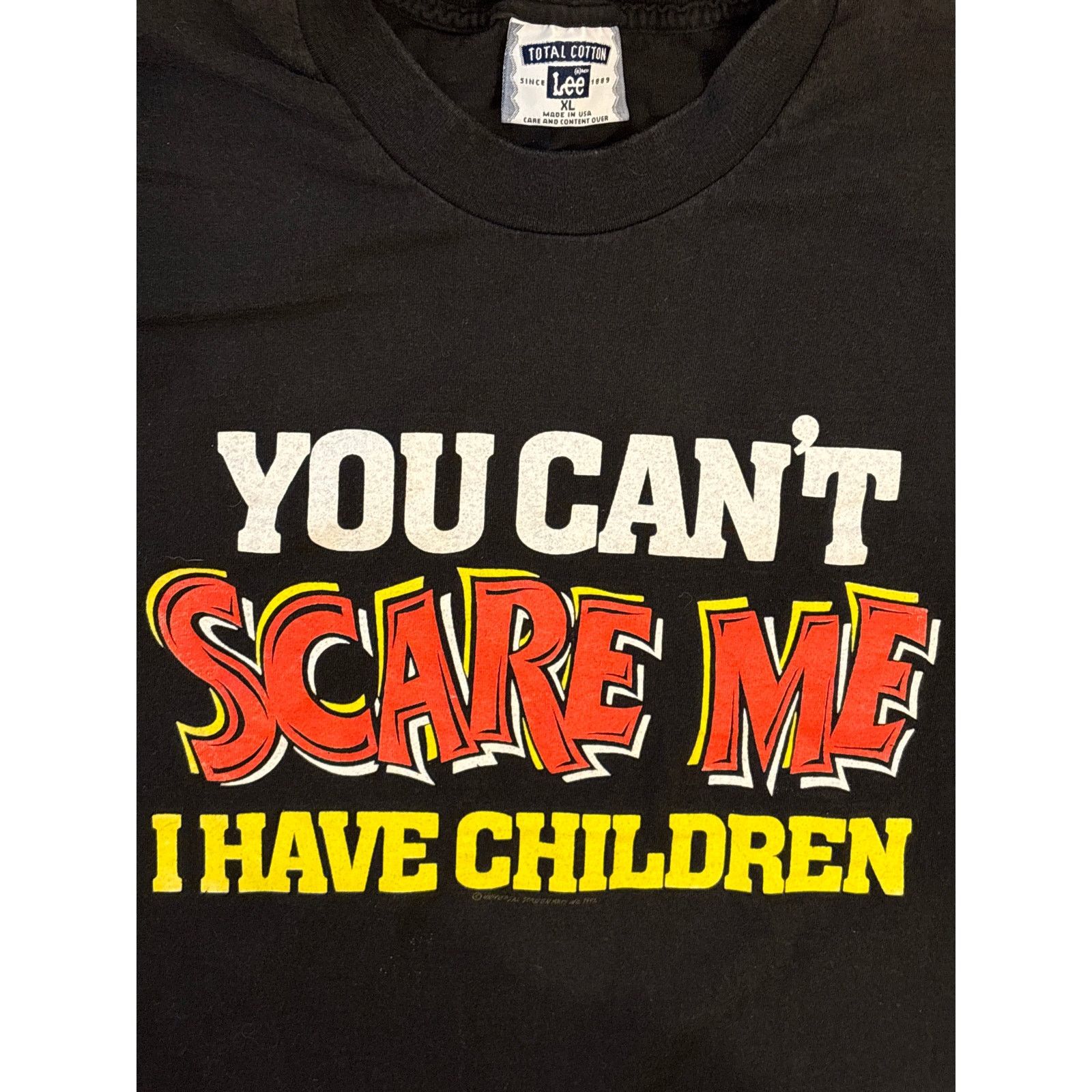 Lee VTG 1992 You can’t Scare Me I have Children novelty XL shirt Size US XL / EU 56 / 4 - 2 Thumbnail