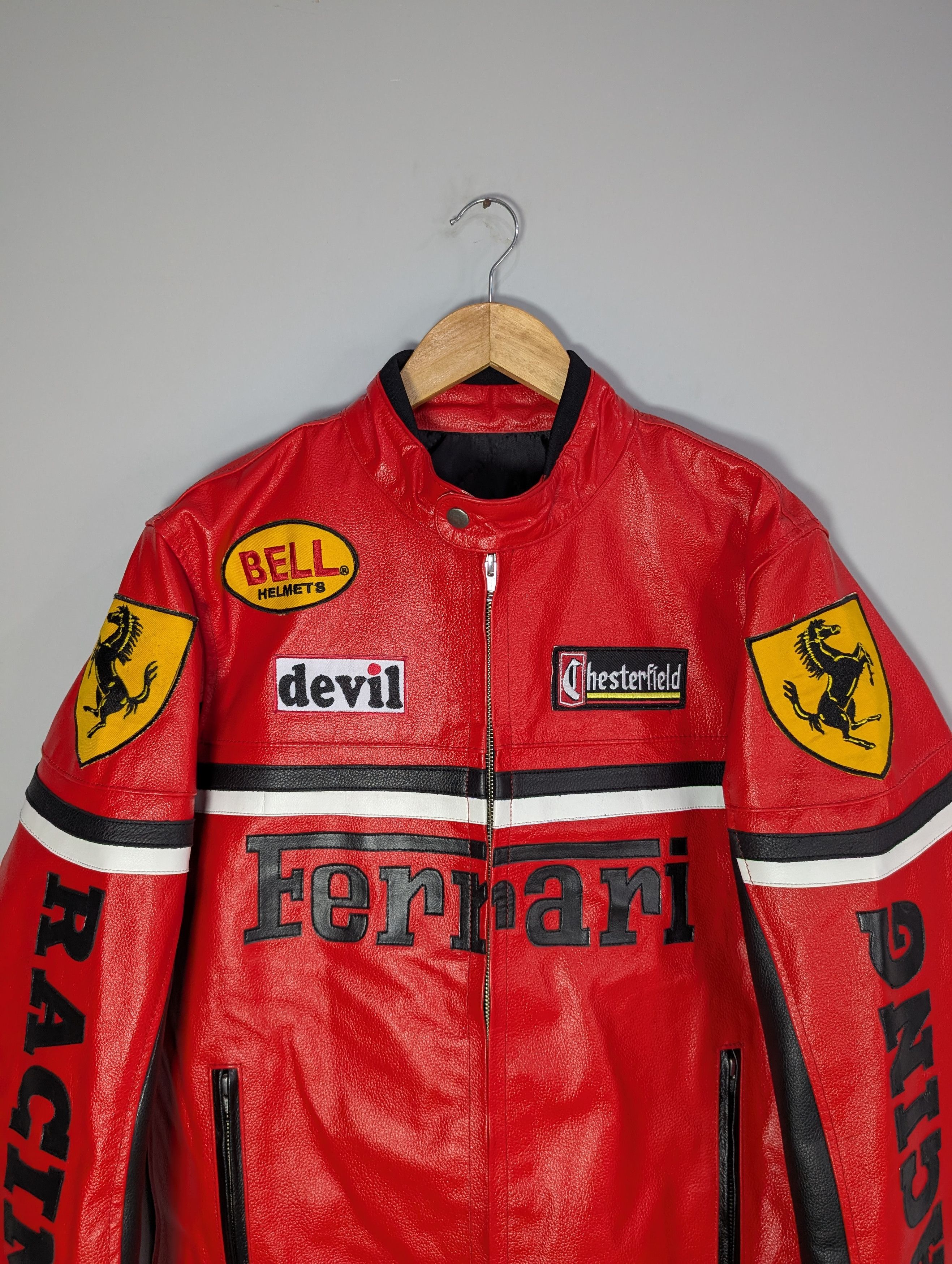 Vintage 🔥Ferrari Retro Red Racing Real Cowhide Leather Jacket Size M / US 6-8 / IT 42-44 - 3 Thumbnail