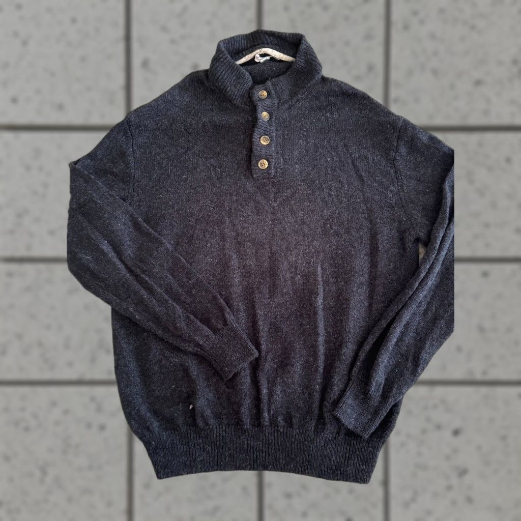 Vintage Enzo Mantovani Mens Sweater 2XL Blue 100% Wool Mock-Neck Long Sleeve Henley Size US XXL / EU 58 / 5 - 1 Thumbnail