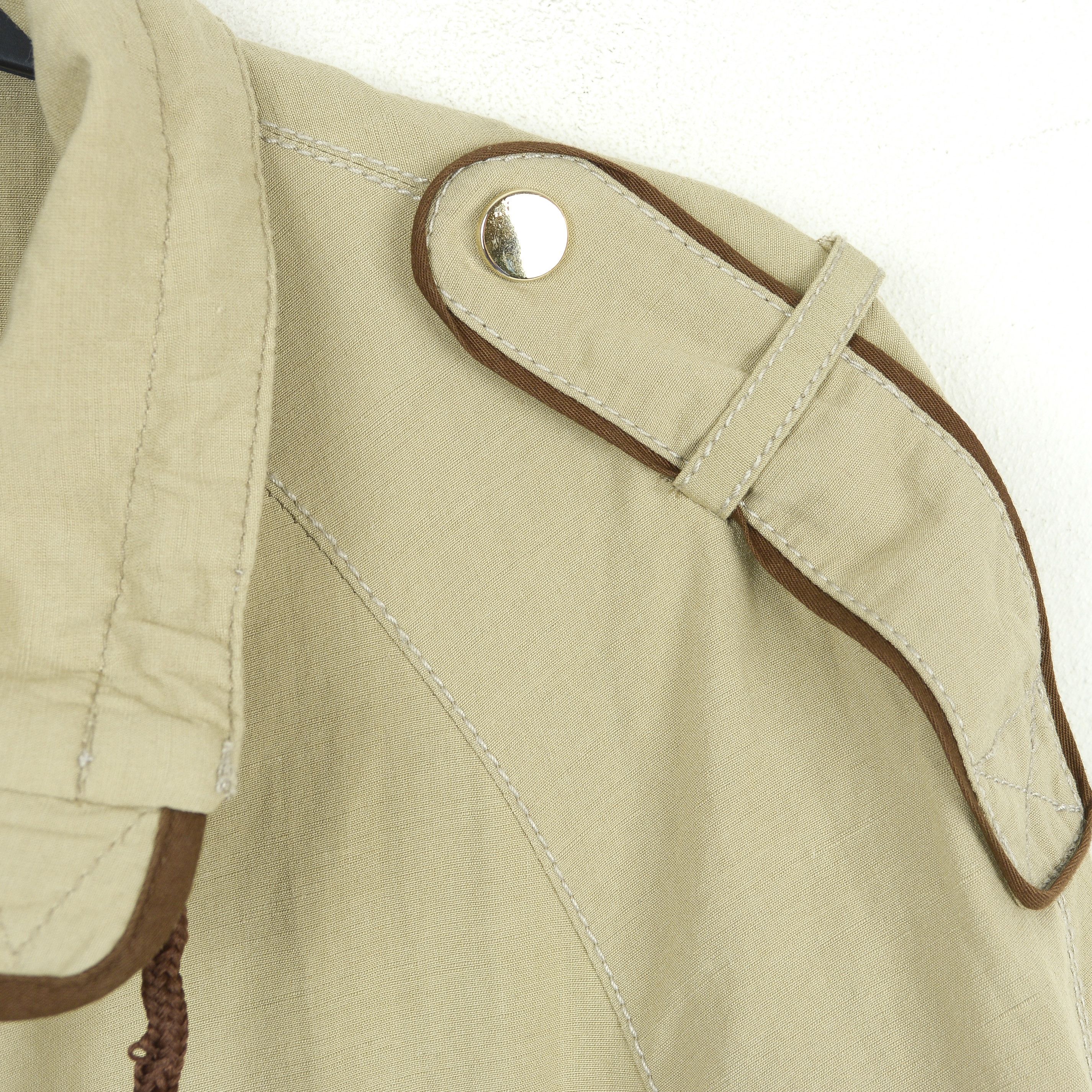 Zara linen Jacket Collared Coat Trench Zip Beige Outerwear Top Size M / US 6-8 / IT 42-44 - 4 Thumbnail