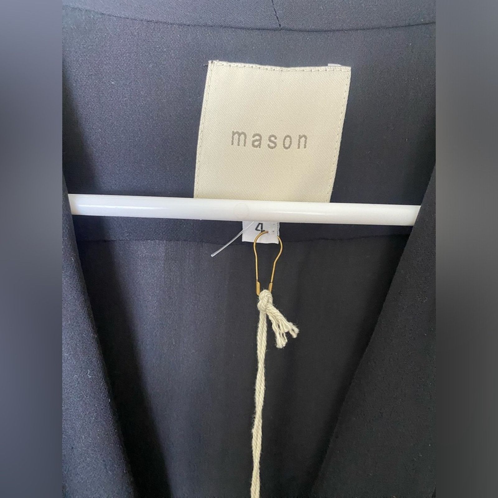 Designer NWT Mason Silk V Neck Long Sleeve Jumpsuit Black 4 Size 27" / US 4 / IT 40 - 3 Thumbnail