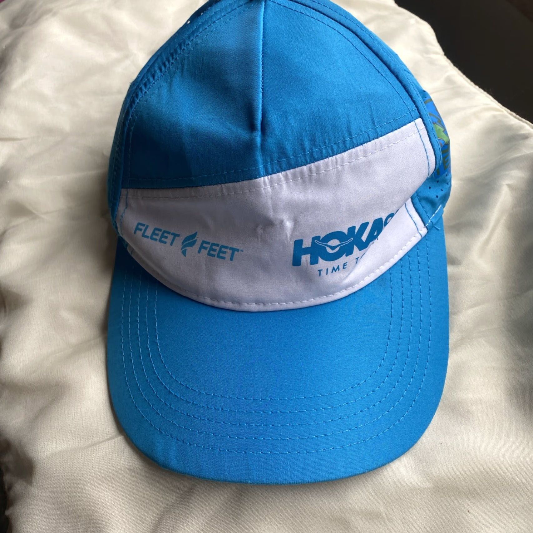 Vintage Hoka One One Fleet Feet Hat Strapback Blue Lightweight Polyester Microfiber 5 Panel Adjustable Breathable Men Cap Summer Spring Fall Size ONE SIZE - 6 Thumbnail