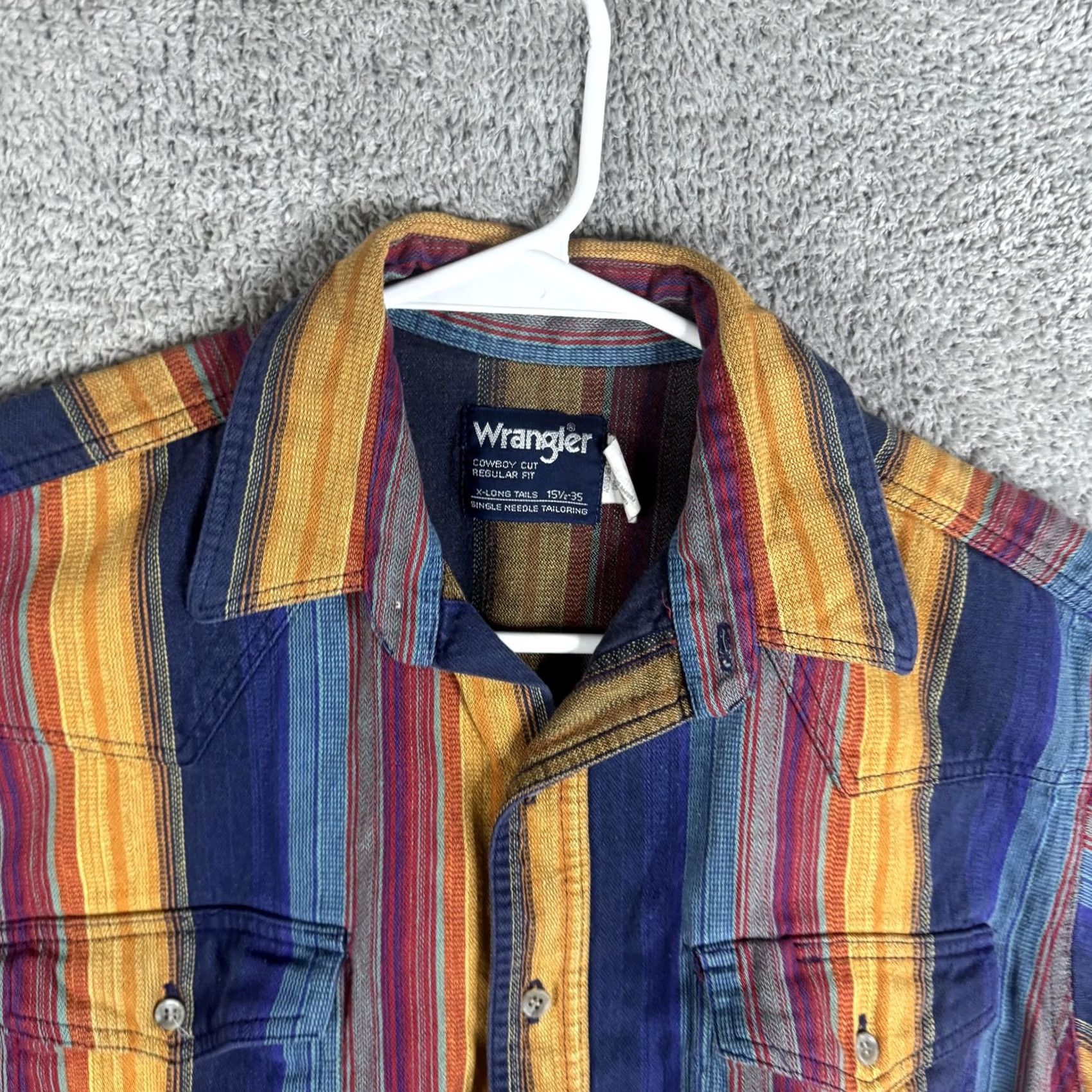 Wrangler Wrangler Shirt Mens 15.5x35 Stripe Cowboy Cut Button Front Western Size US M / EU 48-50 / 2 - 6 Thumbnail