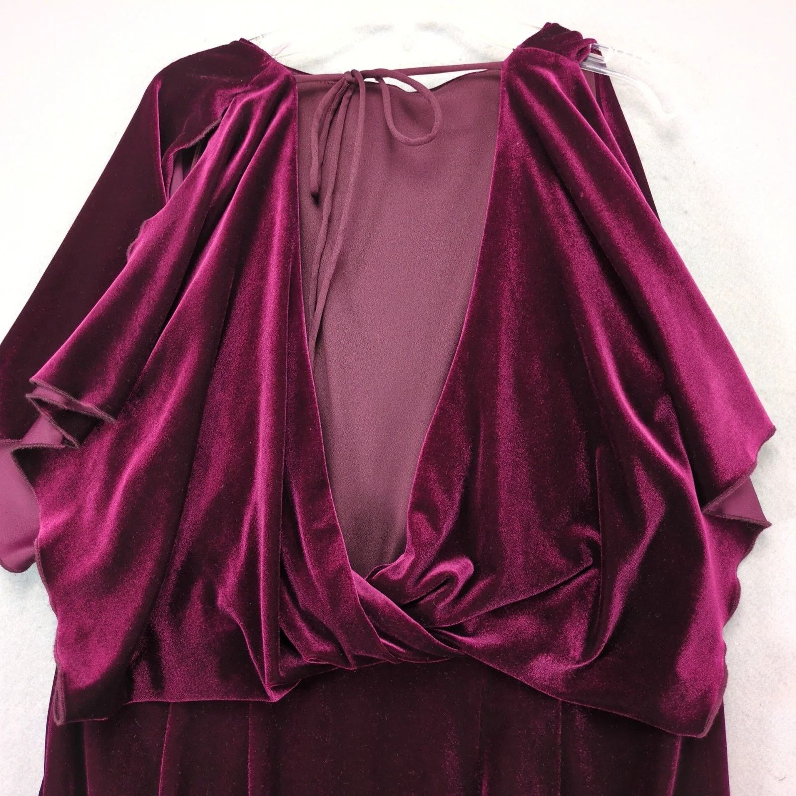 Jessica Simpson Jessica Simpson Burgundy Velvet Dress 12W Flutter Slv Open Size XL / US 12-14 / IT 48-50 - 3 Thumbnail