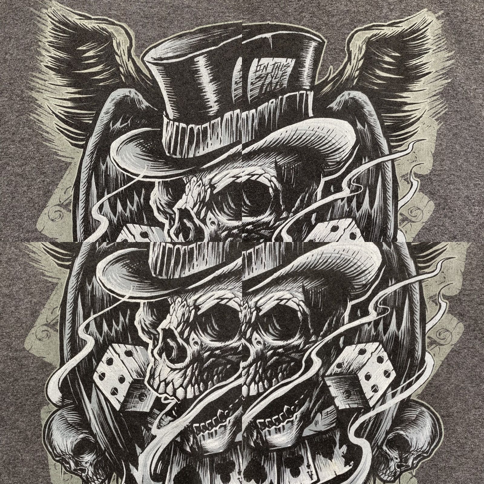 Vintage VINTAGE Skull Dice Station T-Shirt Men 3XL Gray Graphic Print Gambler Gothic Top Hat 60s 70s 80s 90s dx Size US XXL / EU 58 / 5 - 8 Thumbnail