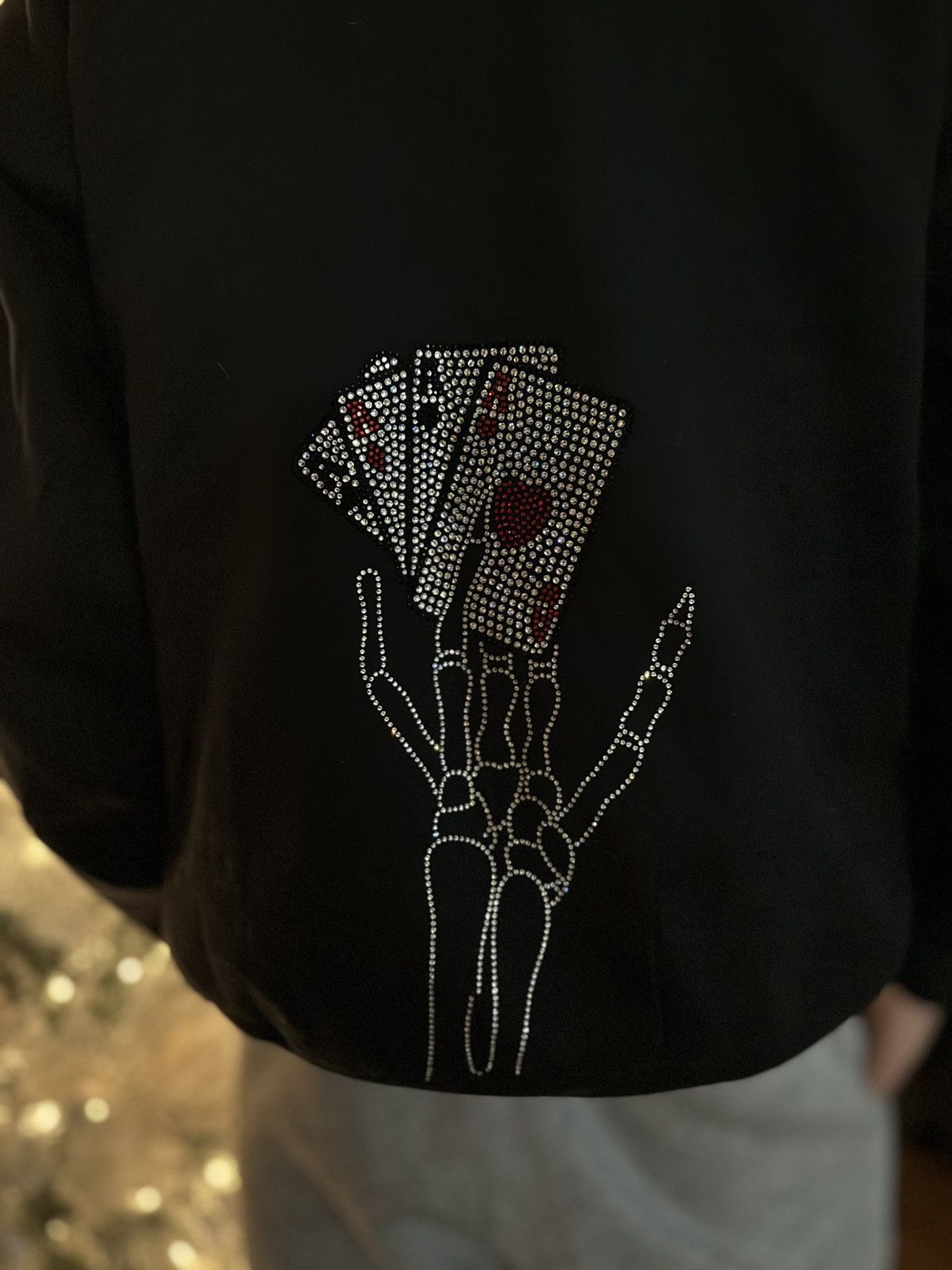Vintage Rhinestones Poker Cards Cross Vintage Hoodie Size US M / EU 48-50 / 2 - 5 Thumbnail