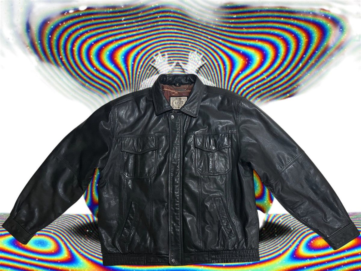 Levi's Levis Leather Trucker Jacket XLT Size US XL / EU 56 / 4 - 1 Thumbnail